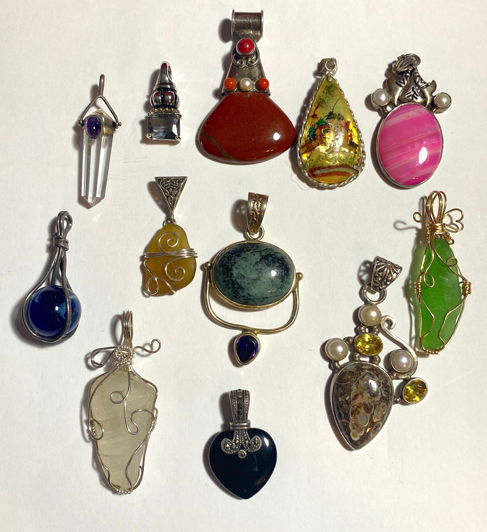 Vintage and Costume Pendants with Various Stones and Some Sterling (1 of 8)