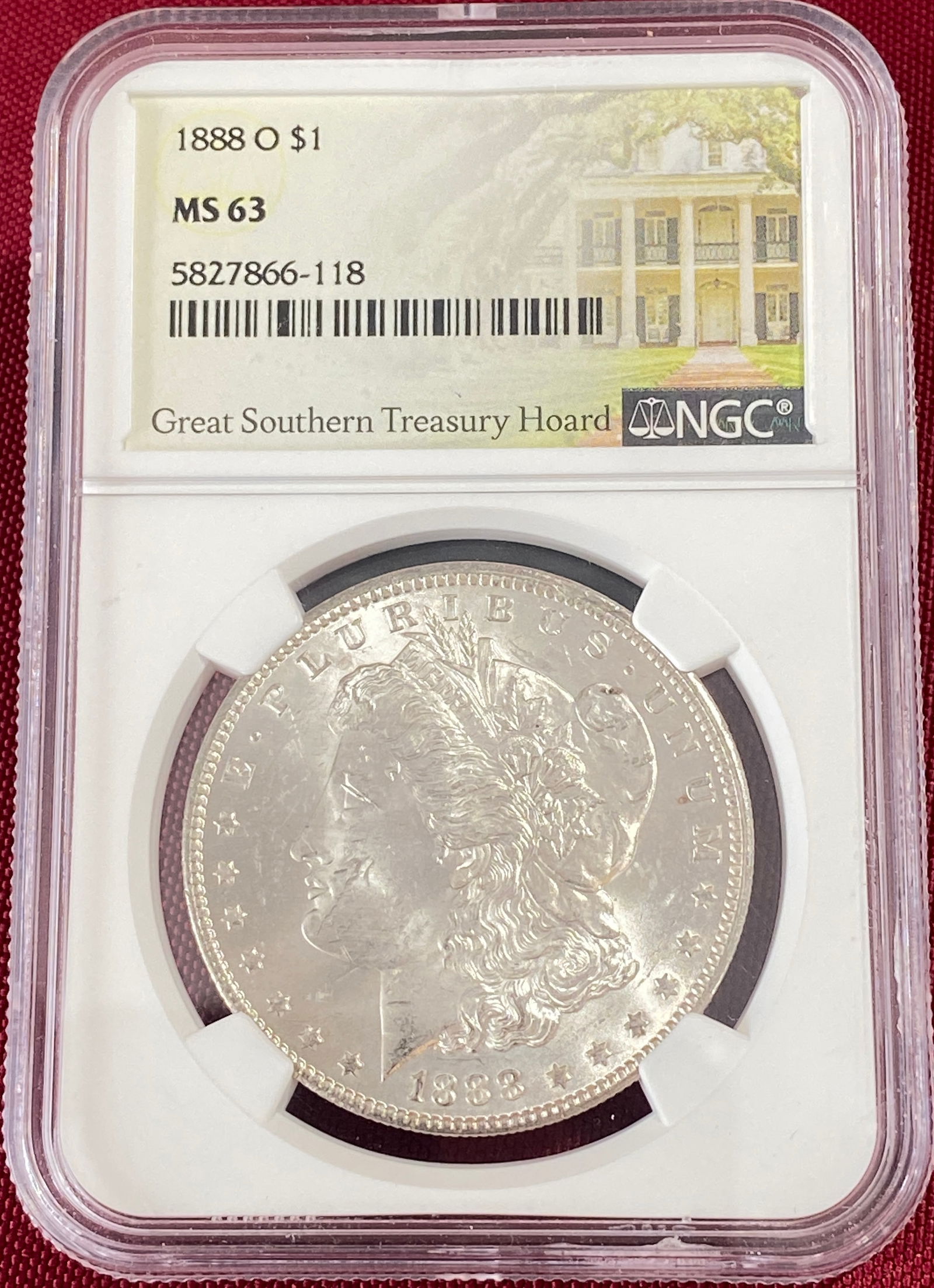 Graded 1888-O Morgan Silver Dollar - Great Southern Treasury Hoard - MS63 by NGC (1 of 3)