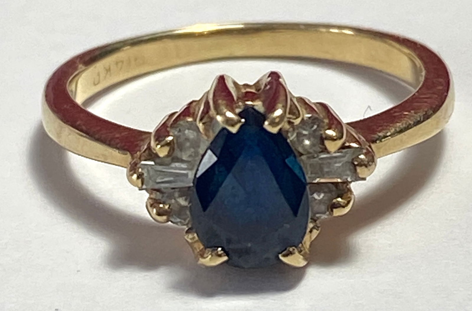 14K Gold Ring Size 5 with Deep Blue Stone (Sapphire) - 2.97 Grams (1 of 7)