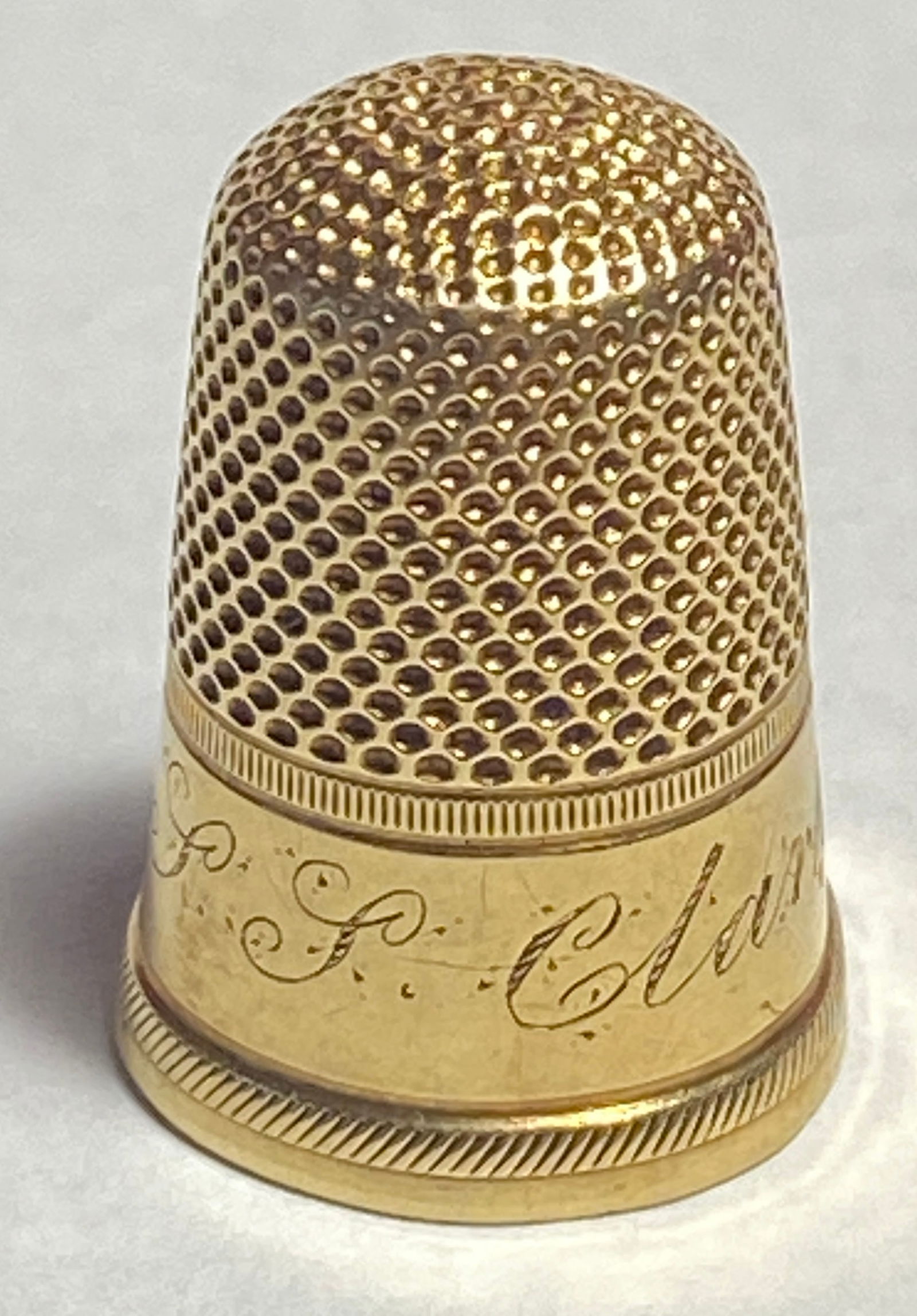 14K Gold Tested Inscribed Ornate Thimble - 3.85 Grams - No Gold Marks (1 of 7)