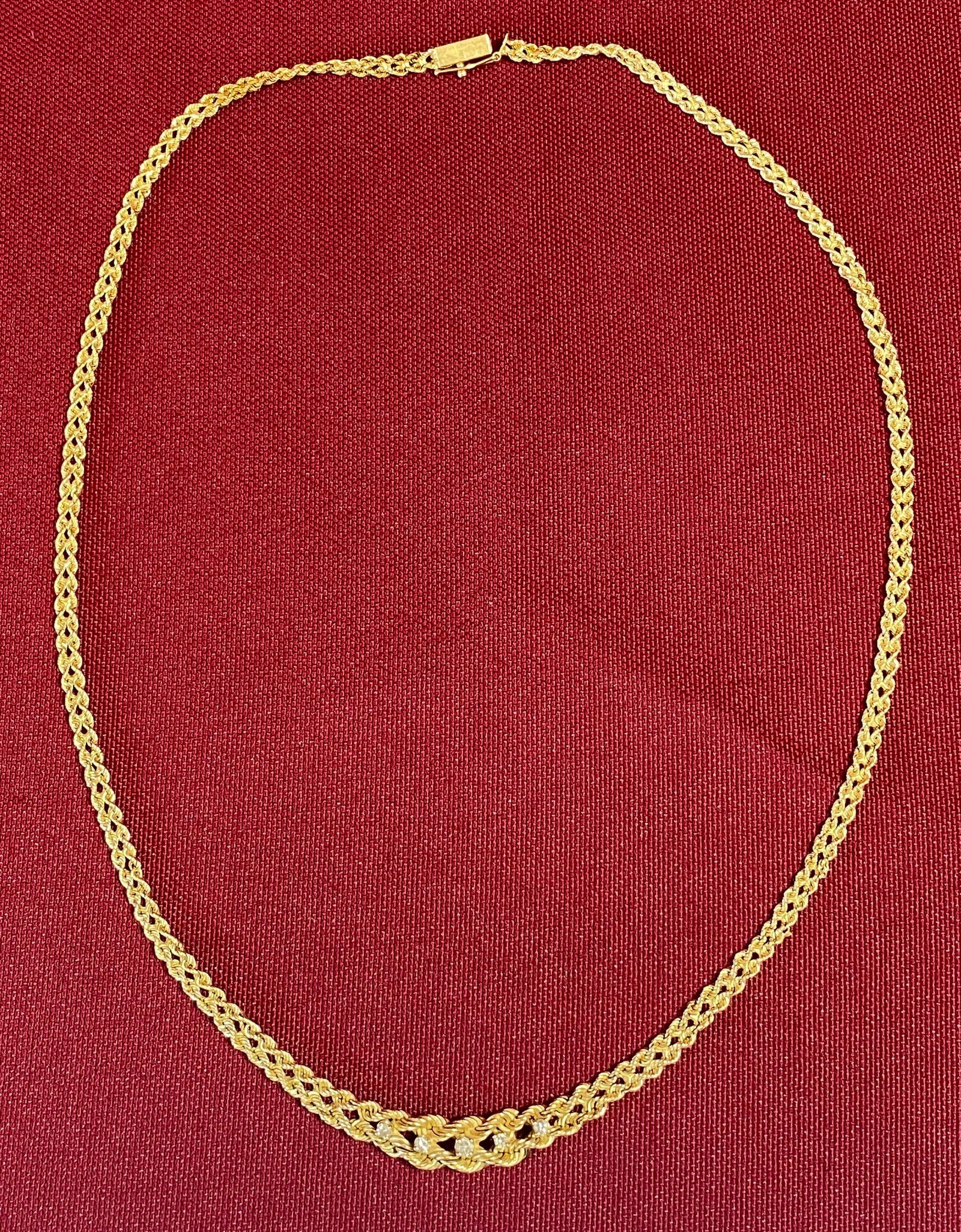 14K Gold and Diamond 16" Necklace - 8.03 Grams - Tested and Marked on Clasp - Portion of Clasp with (1 of 8)