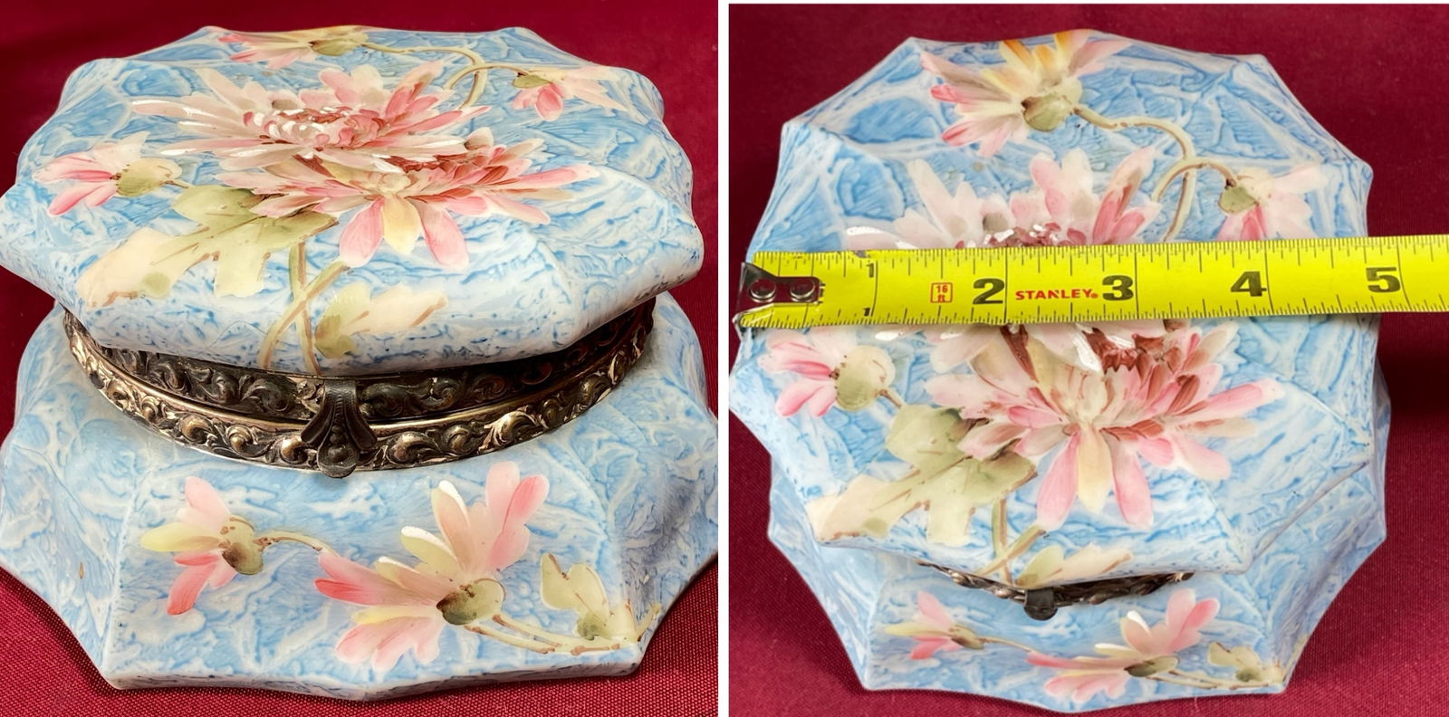 C.F. Monroe Kelva Hinged and Lined Floral Motif Dresser Box - Lining Shows Wear (1 of 12)