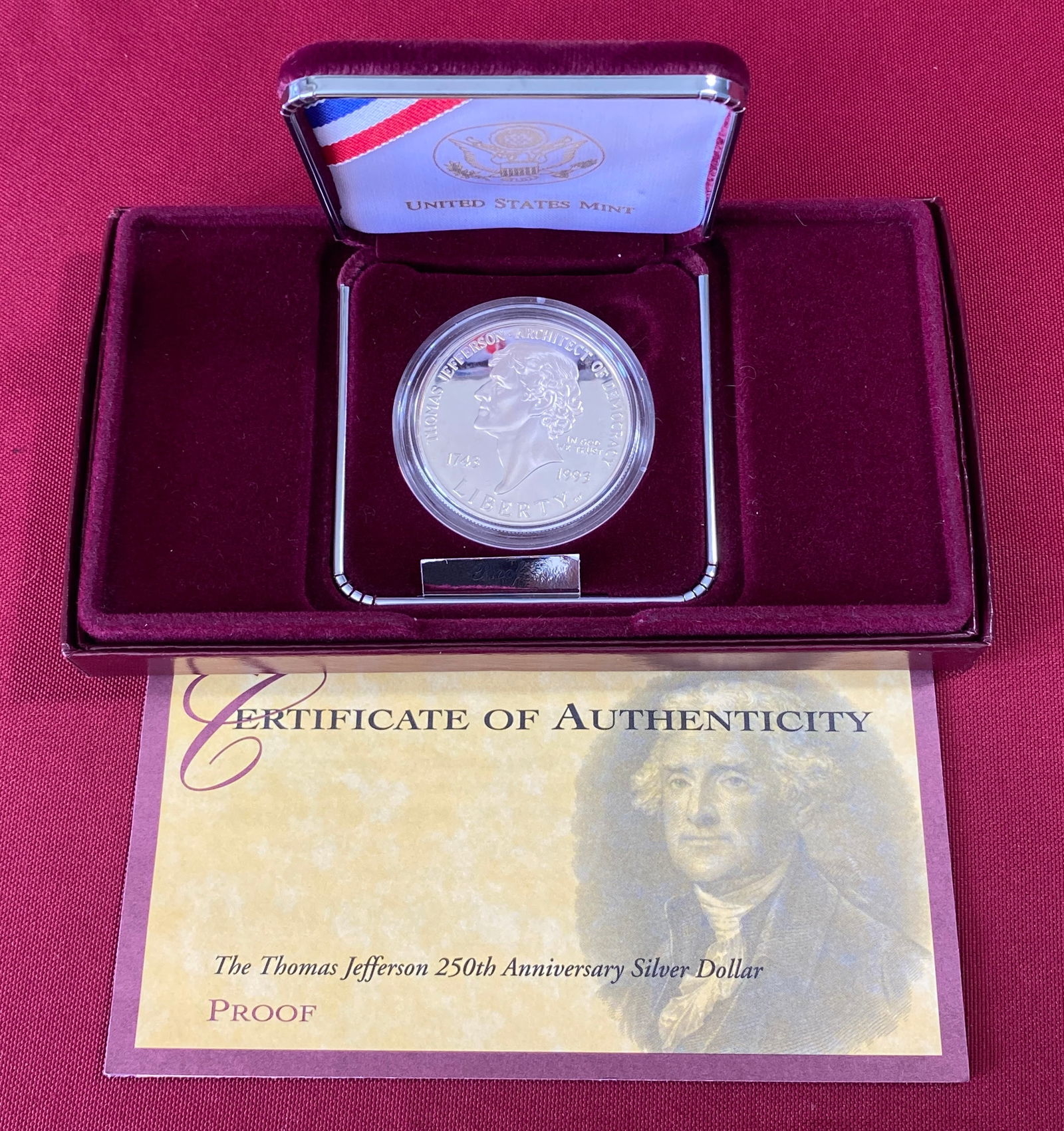 1993-S Thomas Jefferson Commemorative Proof Silver Dollar (1 of 4)