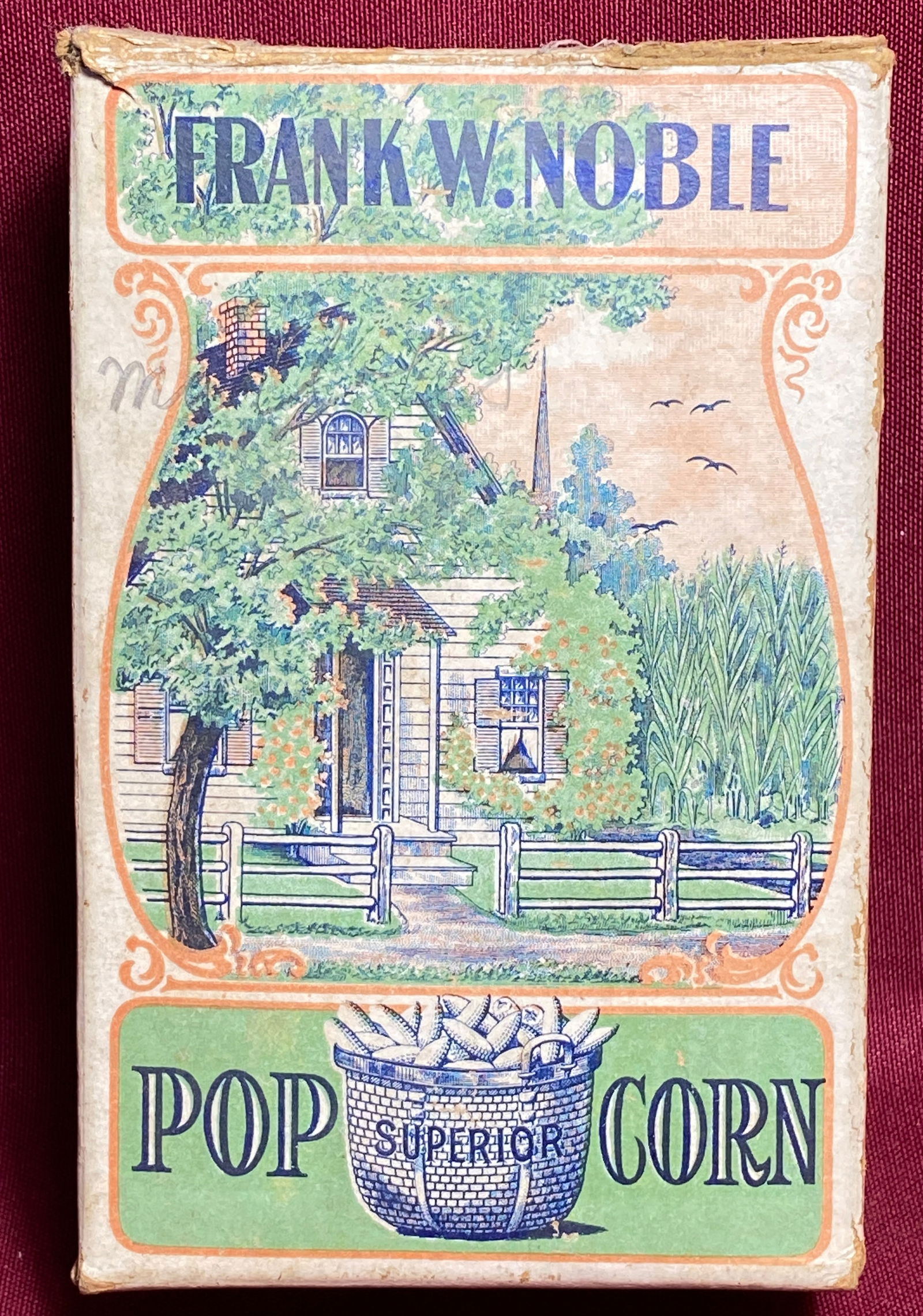 Old Frank W. Noble Popcorn Advertising Box: Old Frank W. Noble Popcorn Advertising Box