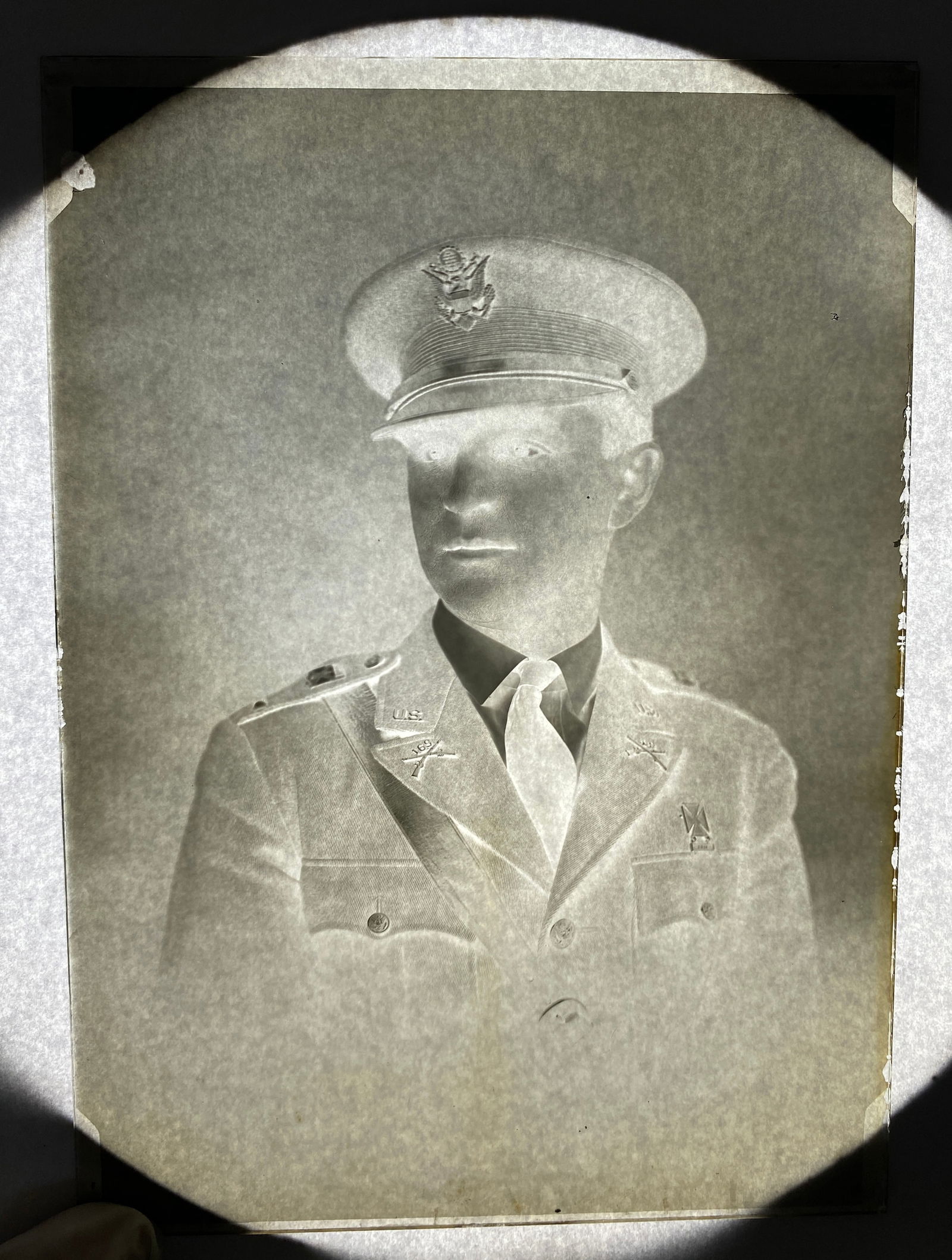 Older Glass Negative of Man in U.S. Military Uniform: Older Glass Negative of Man in U.S. Military Uniform