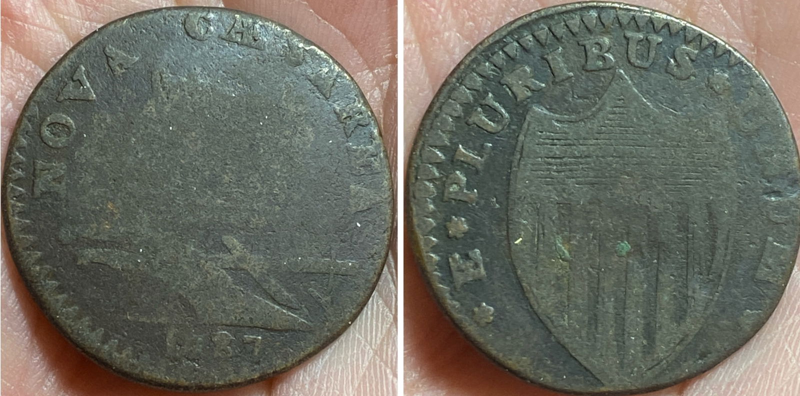 Rare 1787 New Jersey Nova Casarea Off-Struck Post-Colonial Copper Coin (1 of 4)