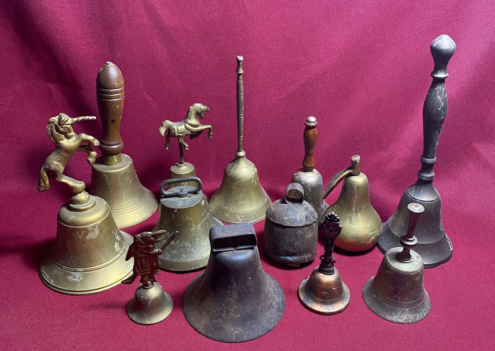 Thirteen Various Brass Bells - Standard Bells, Souvenir Bell, Pear Bell, Etc. - Most with Clappers (1 of 10)