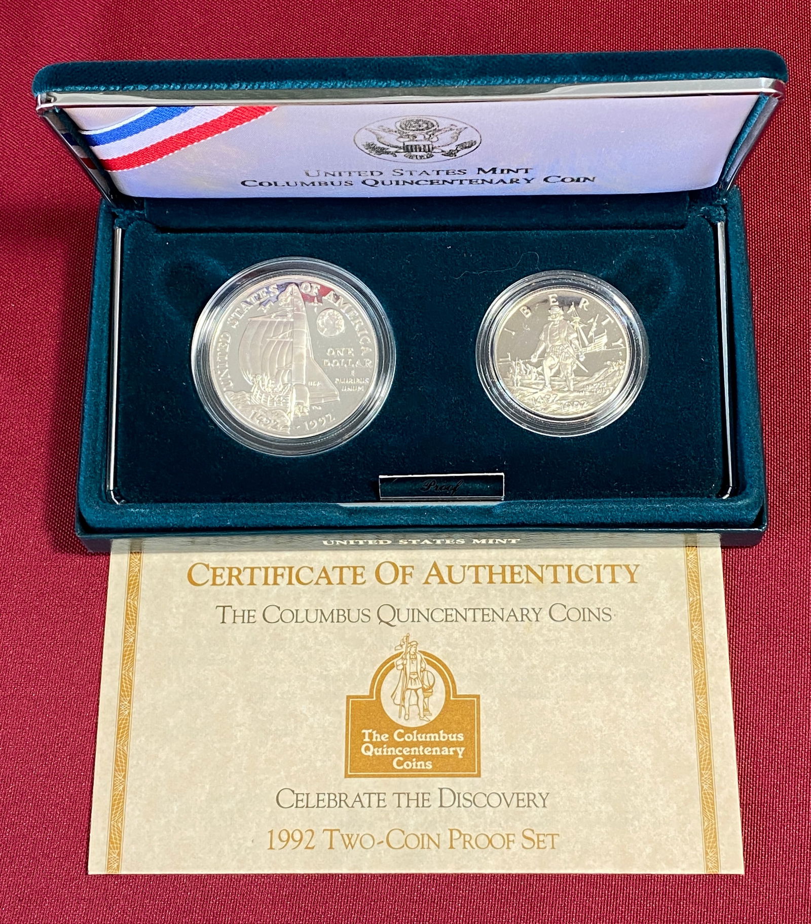 1992 Columbus Quincentenary Two-Coin Proof Set - Includes Silver Dollar (1 of 6)