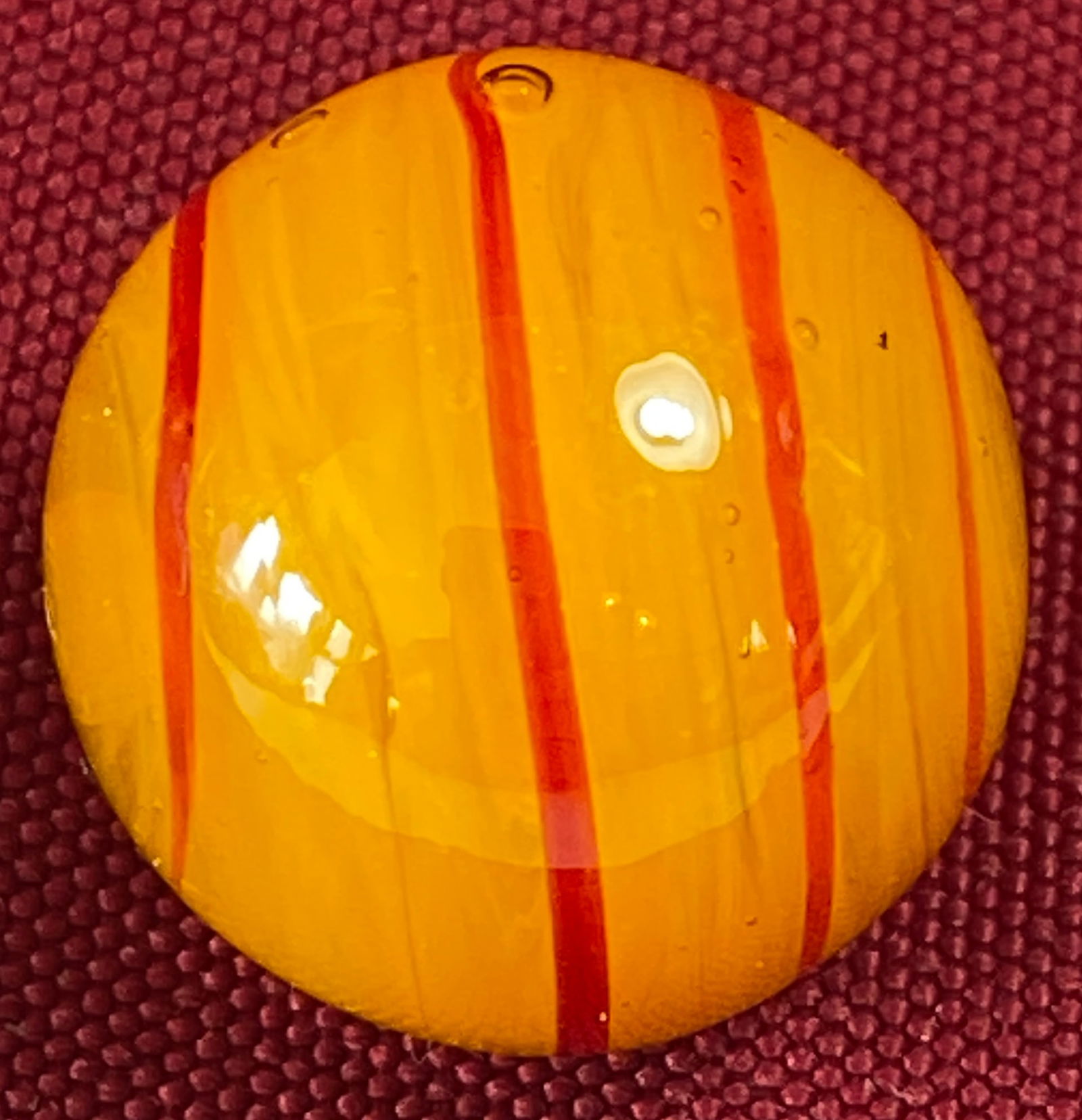 Collectible Glass Marble - Orange/Yellow with Red Swirl (1 of 4)