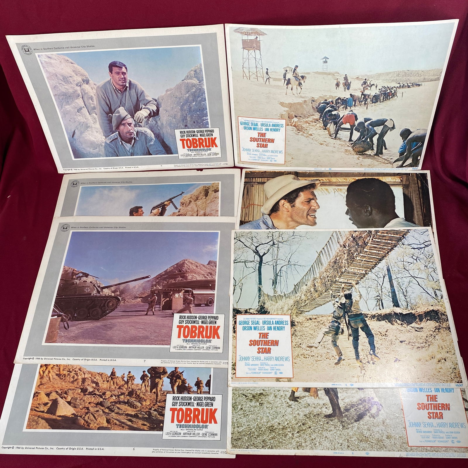 Eight Movie Lobby Cards - (4) 1969 Columbia Pictures 'The Southern Star' & (4) 1966 Universal (1 of 9)