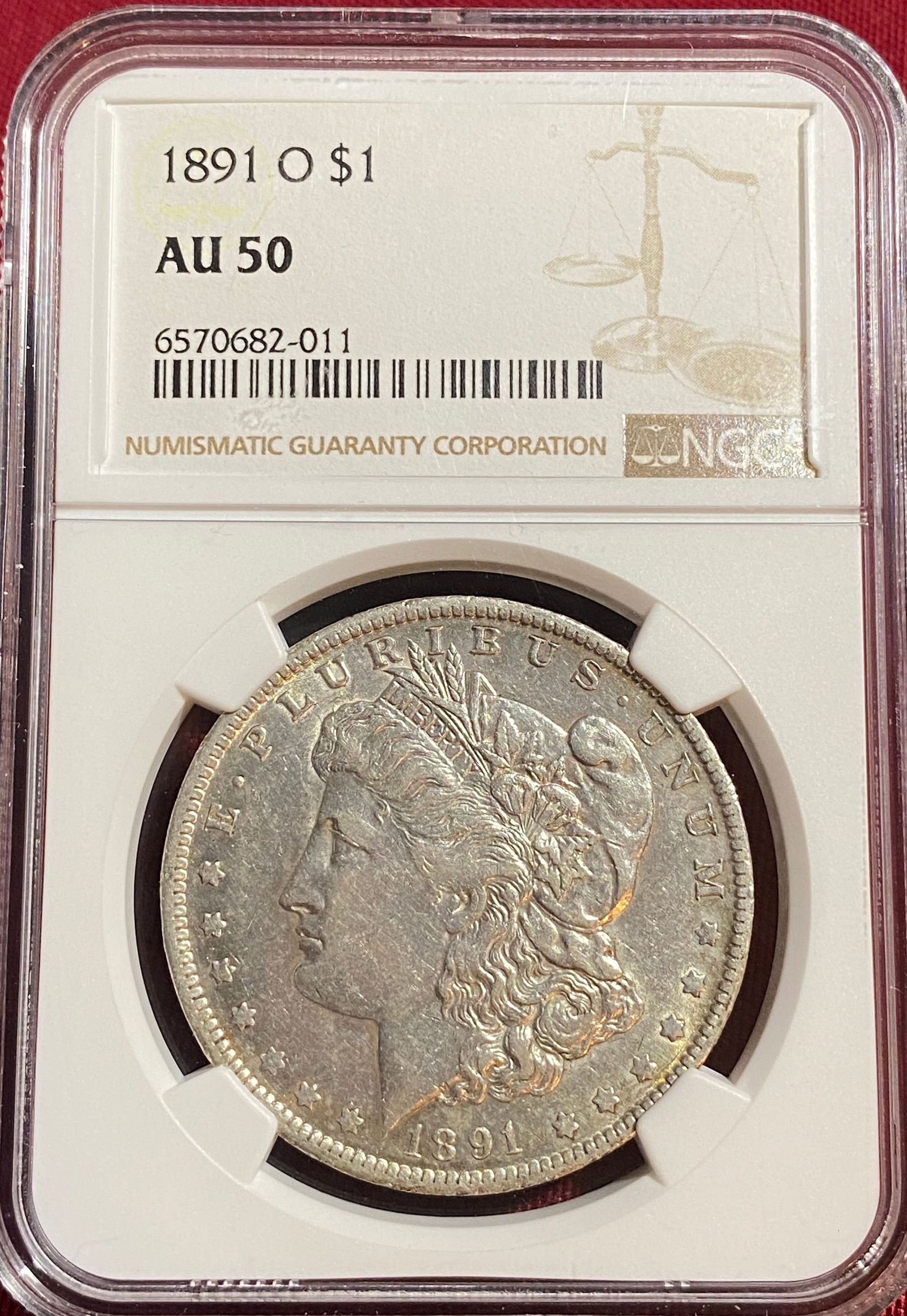 Graded 1891-O Morgan Silver Dollar - AU50 by NGC (1 of 3)