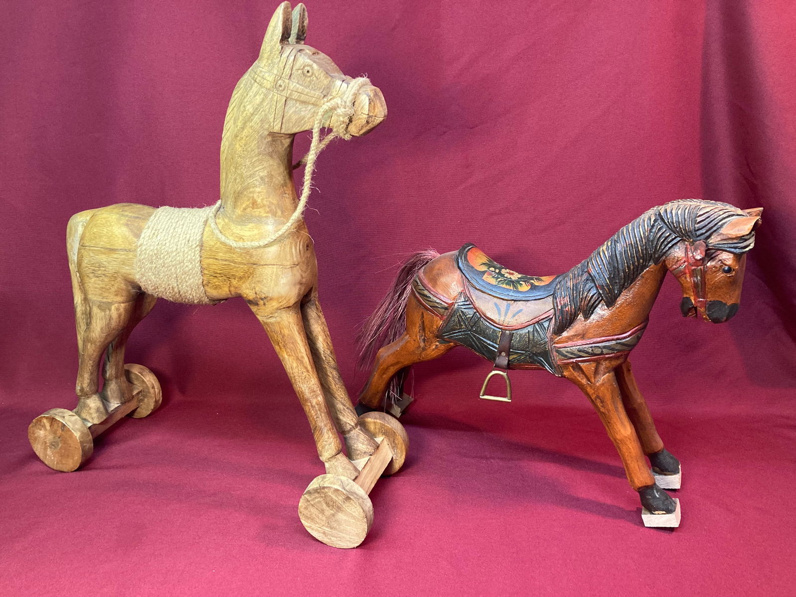 Two Wooden Horse Display Pieces: Two Wooden Horse Display Pieces - Absolutely No Shipping