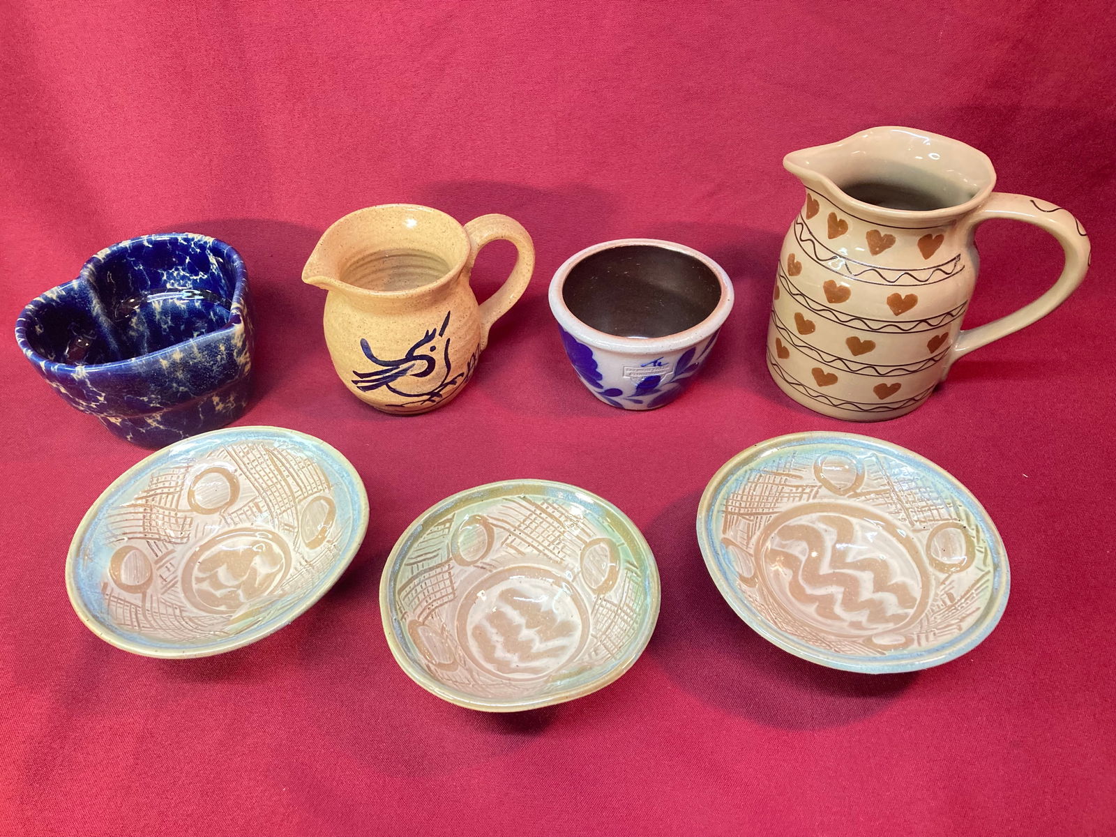 Seven Pieces of Mixed Art Pottery - Salmon Falls, Picard, Bennington - All Signed - Absolutely No (1 of 4)