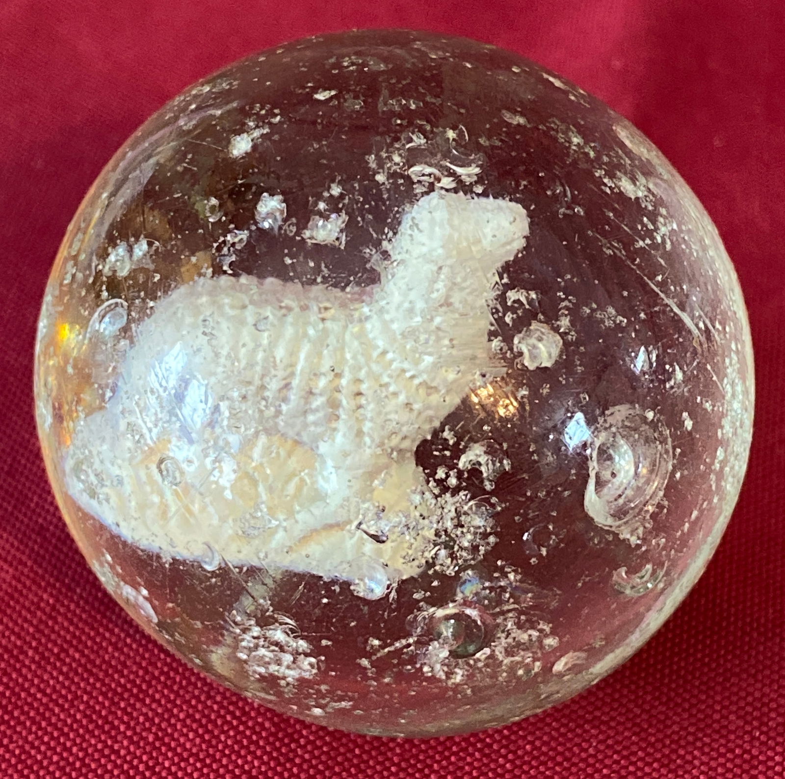 Large Sulphide German Marble with Lamb Inside - 2" - Some Imperfections - Condition as Seen in (1 of 9)