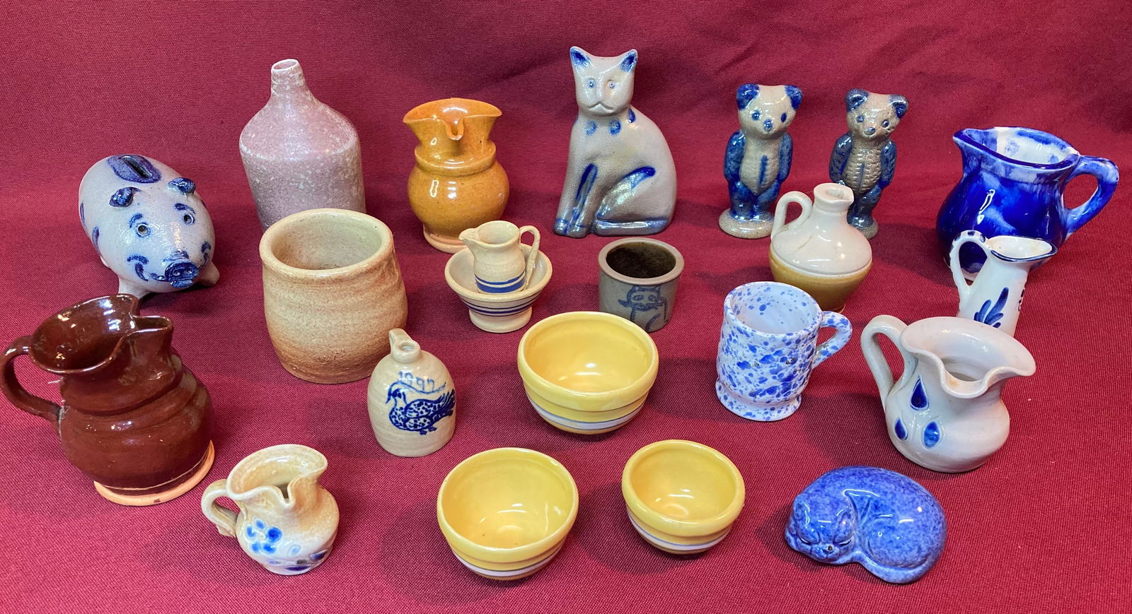 Collection of Miniature Artisan Signed Pottery Stoneware - Dated - Absolutely No Shipping (1 of 3)
