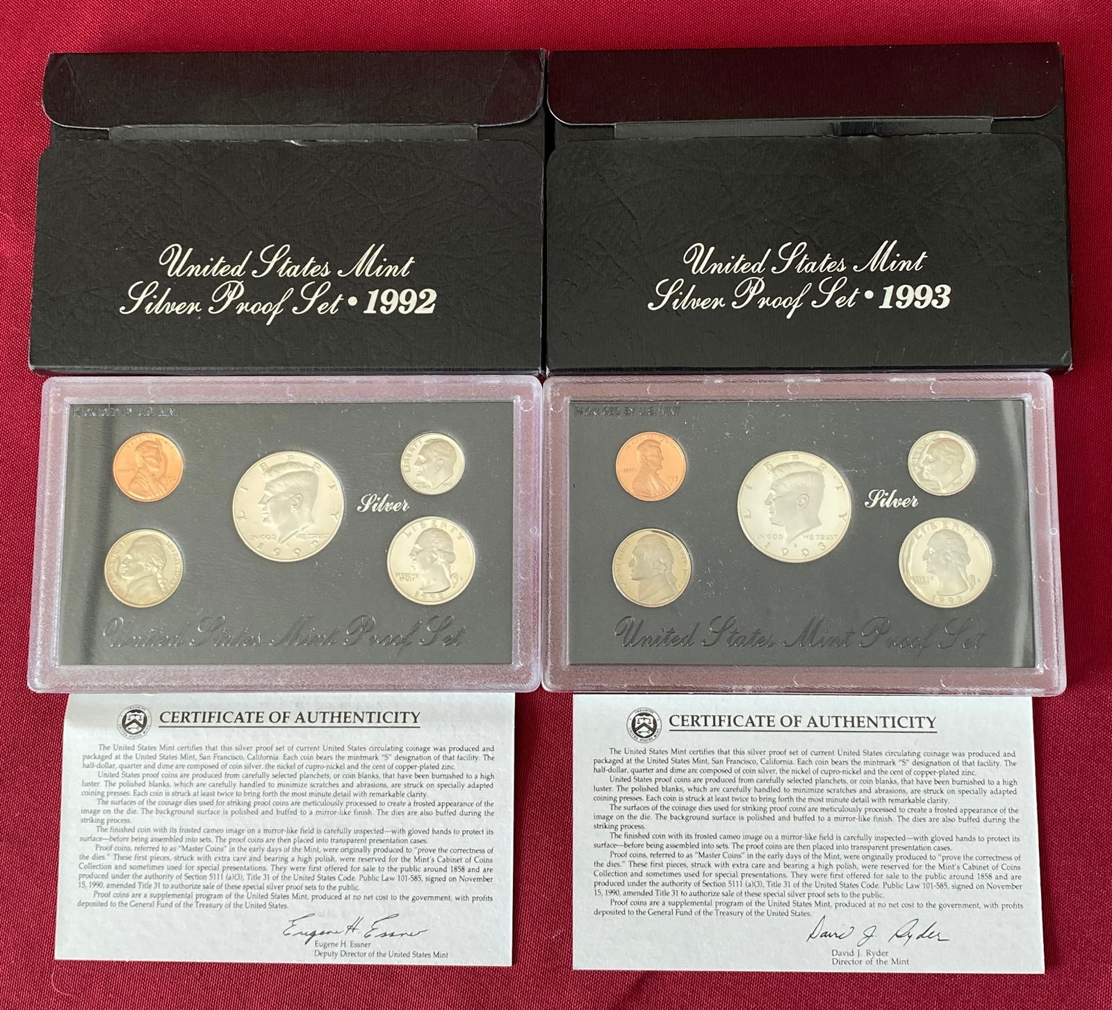 Two U.S. Mint Silver Proof Sets - 1992 & 1993 (1 of 5)