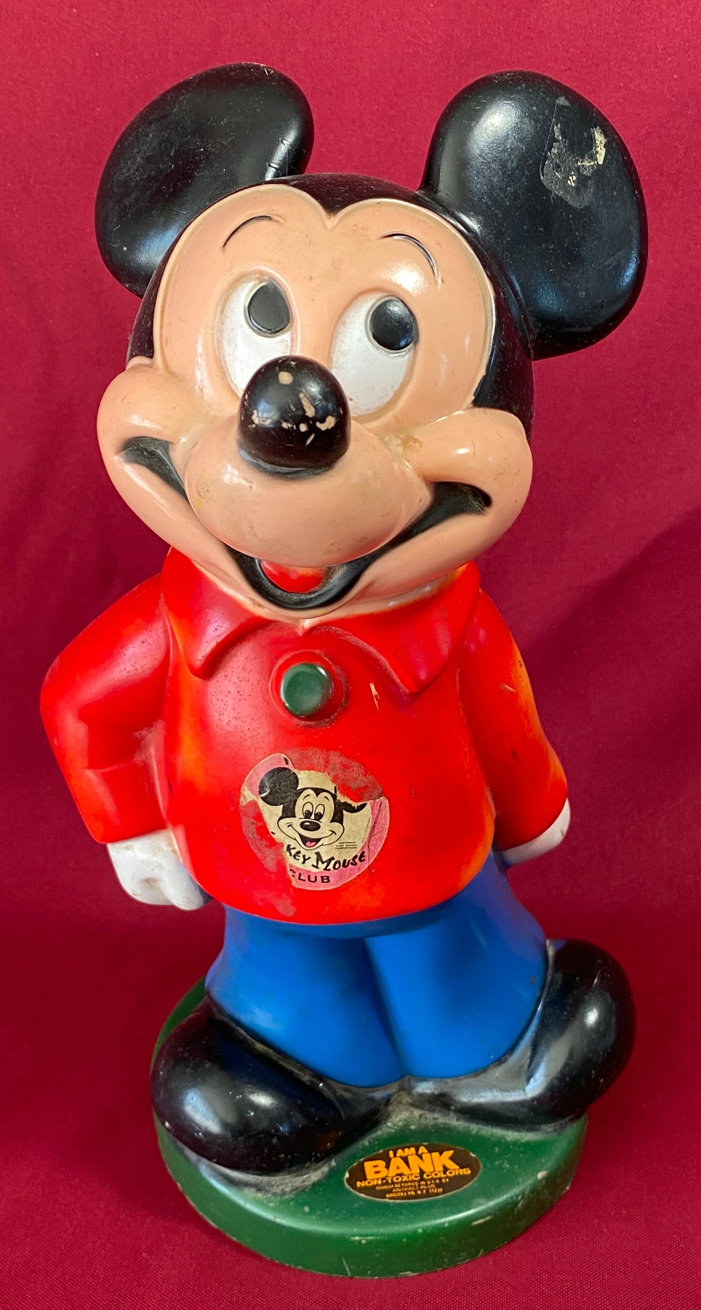 Older Mickey Mouse Club Plastic Bank - Split Behind One Ear and Missing Stopper (1 of 10)