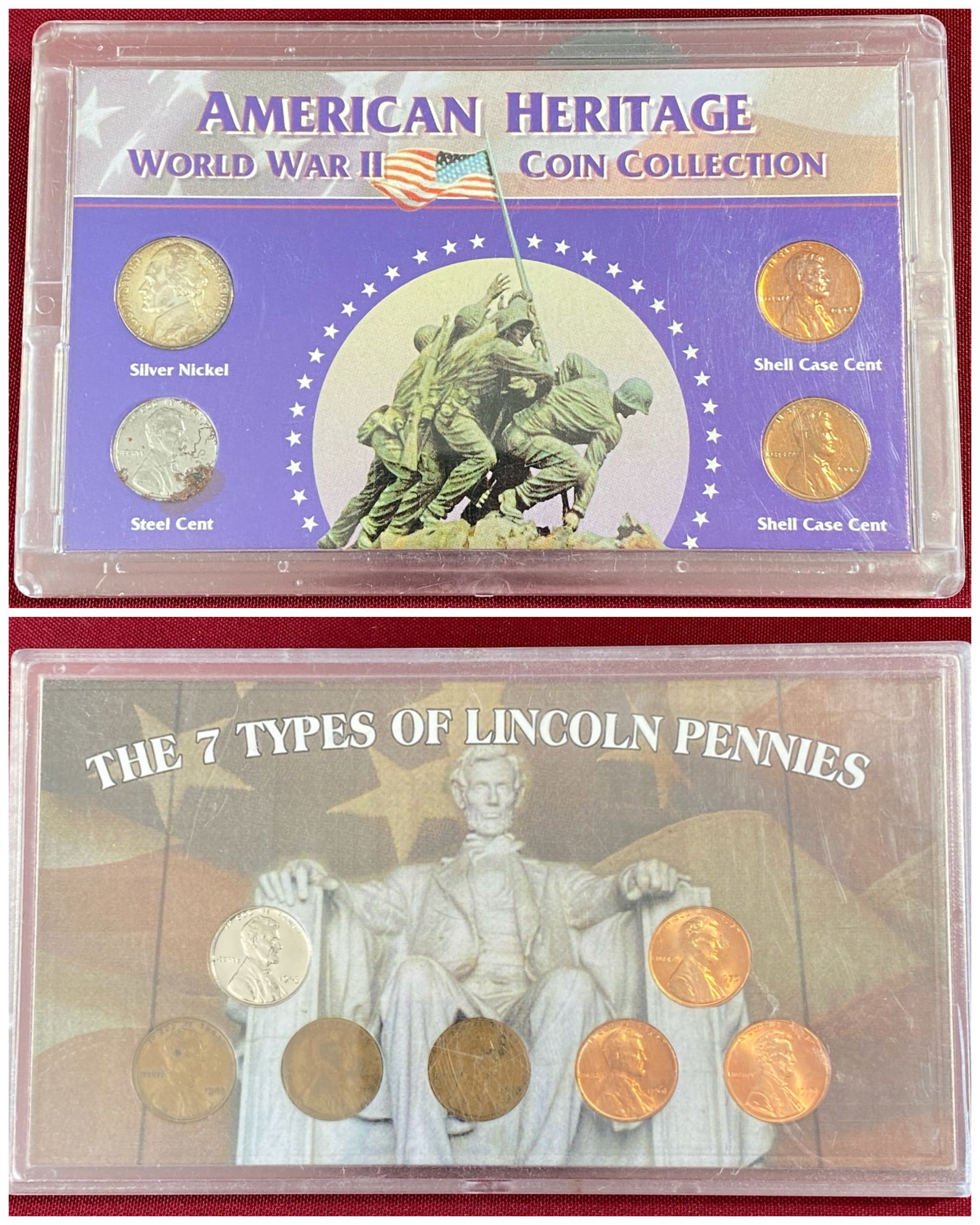 American Heritage WWII Coin Collection Set: Two Coin Collection Sets - American Heritage WWII & Seven Types of Lincoln Pennies Set