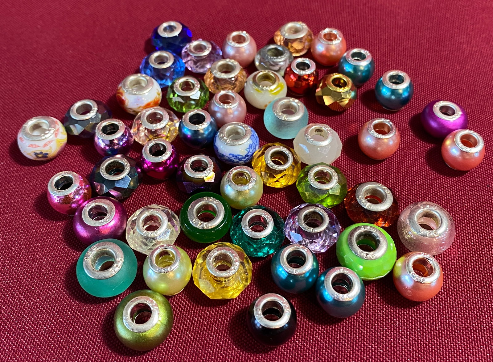 Several Lampwork Style Beads with 925 Marked Centers: Several Lampwork Style Beads with 925 Marked Centers