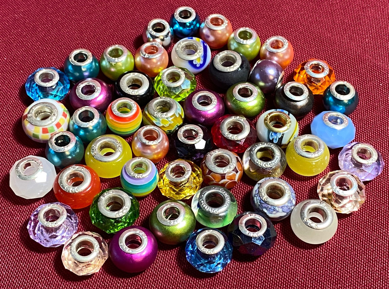 Several Lampwork Style Beads with 925 Marked Centers - Some Pandora: Several Lampwork Style Beads with 925 Marked Centers - Some Pandora