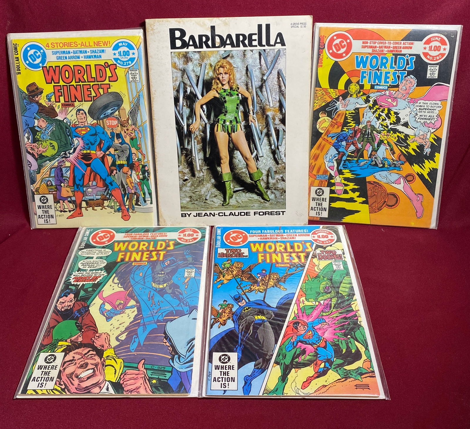 Five Vintage Comic Books - DC Comics - World's Finest #279-282 & 1960s Barbarella by Jean-Claude (1 of 7)