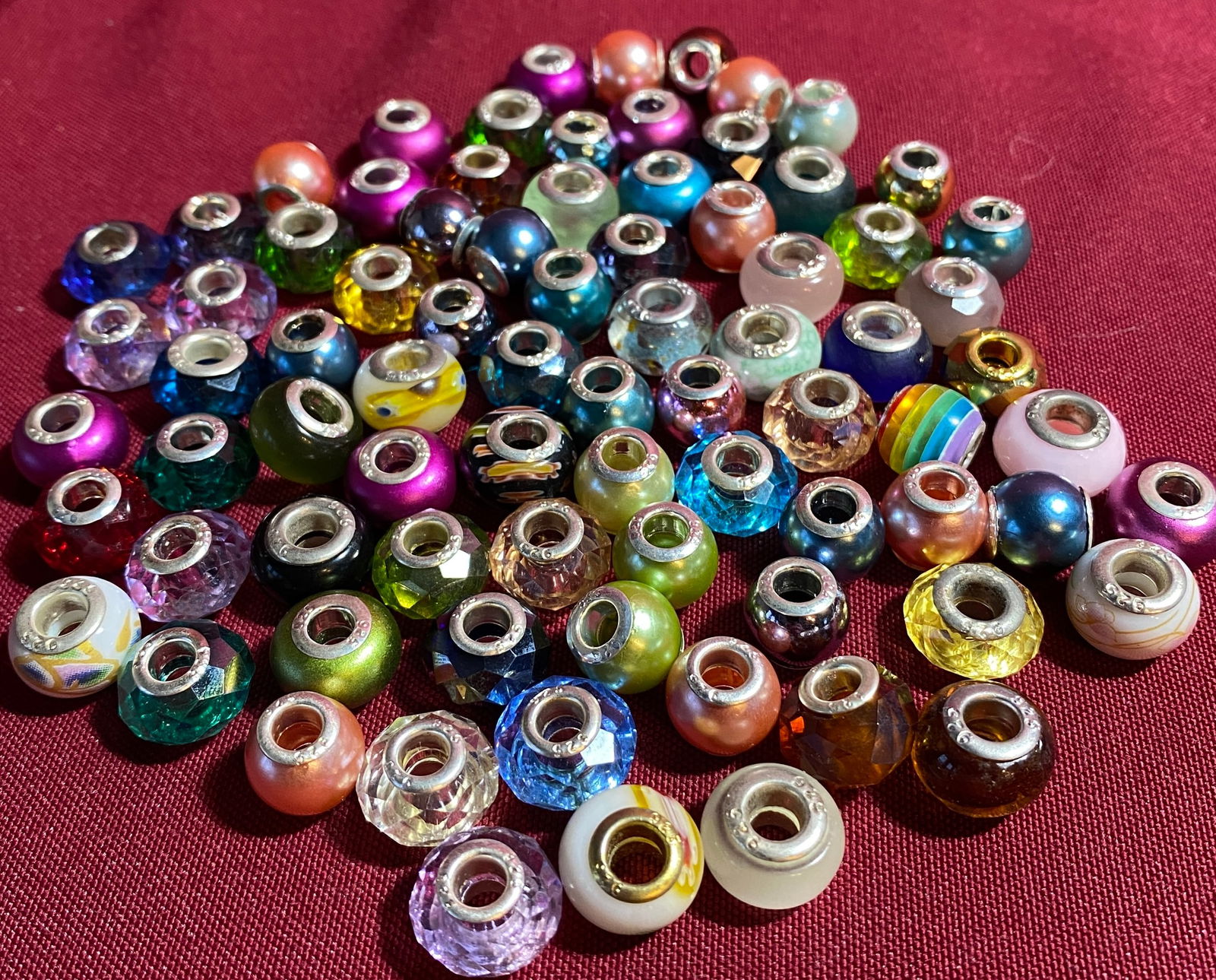Assorted Lampwork Style Beads with .925 Marked Centers: Assorted Lampwork Style Beads with .925 Marked Centers