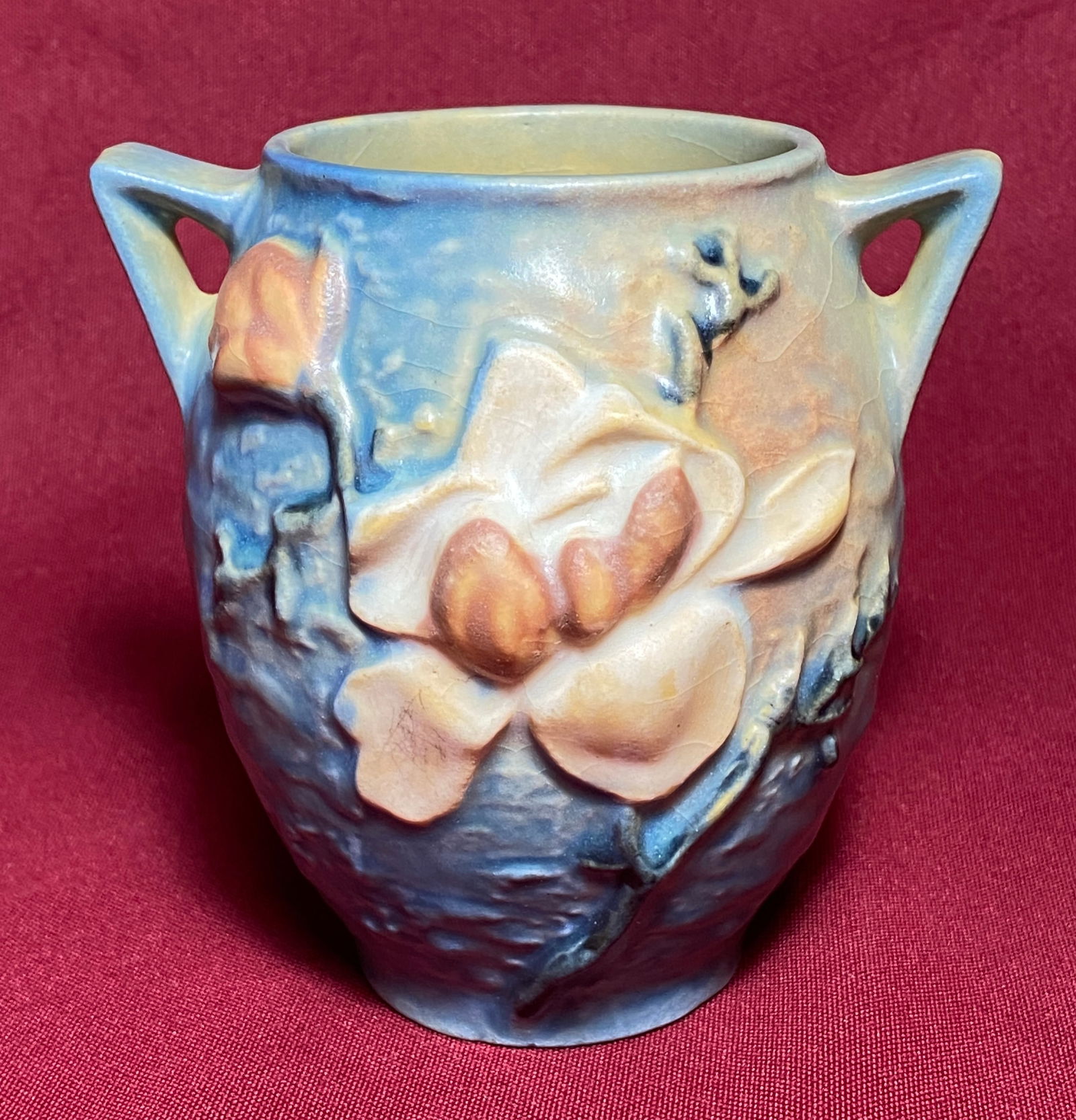 Vintage Roseville Pottery - Magnolia Blue Vase: Vintage Roseville Pottery - Magnolia Blue Vase