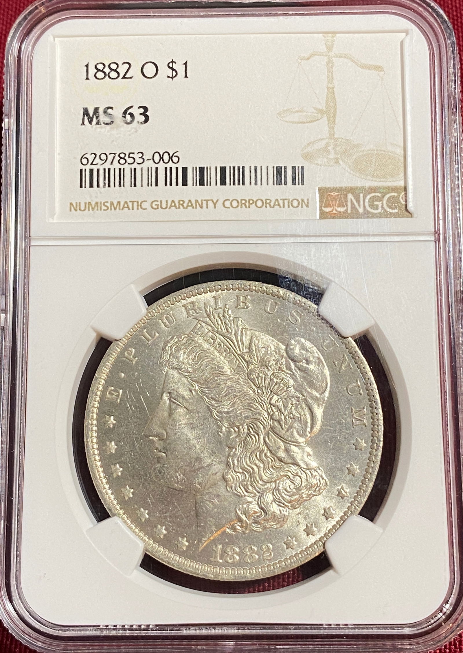 Graded 1882-O Morgan Silver Dollar - MS63 by NGC (1 of 3)