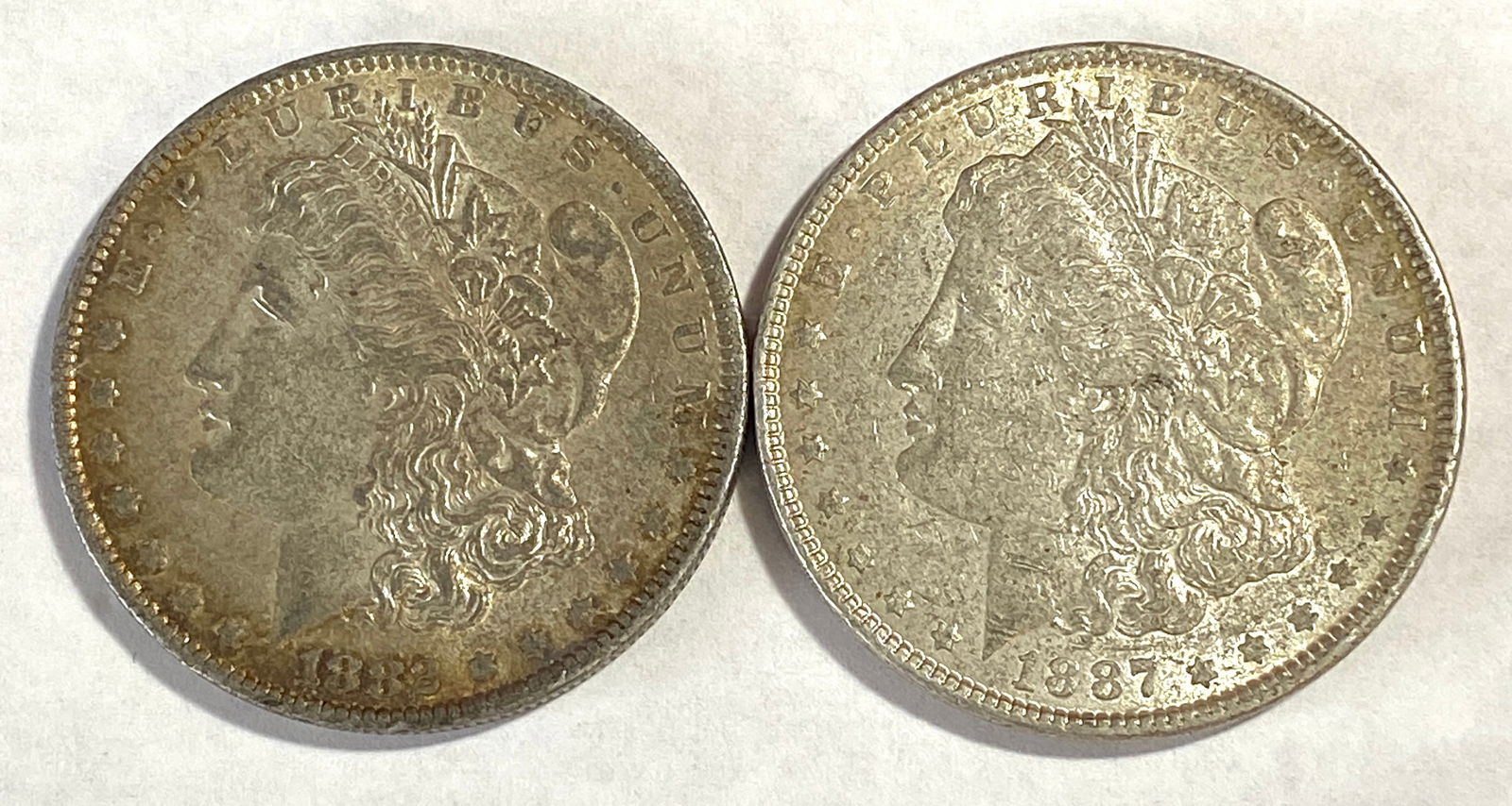 Two Morgan Silver Dollars - 1882-O and 1887 (1 of 4)