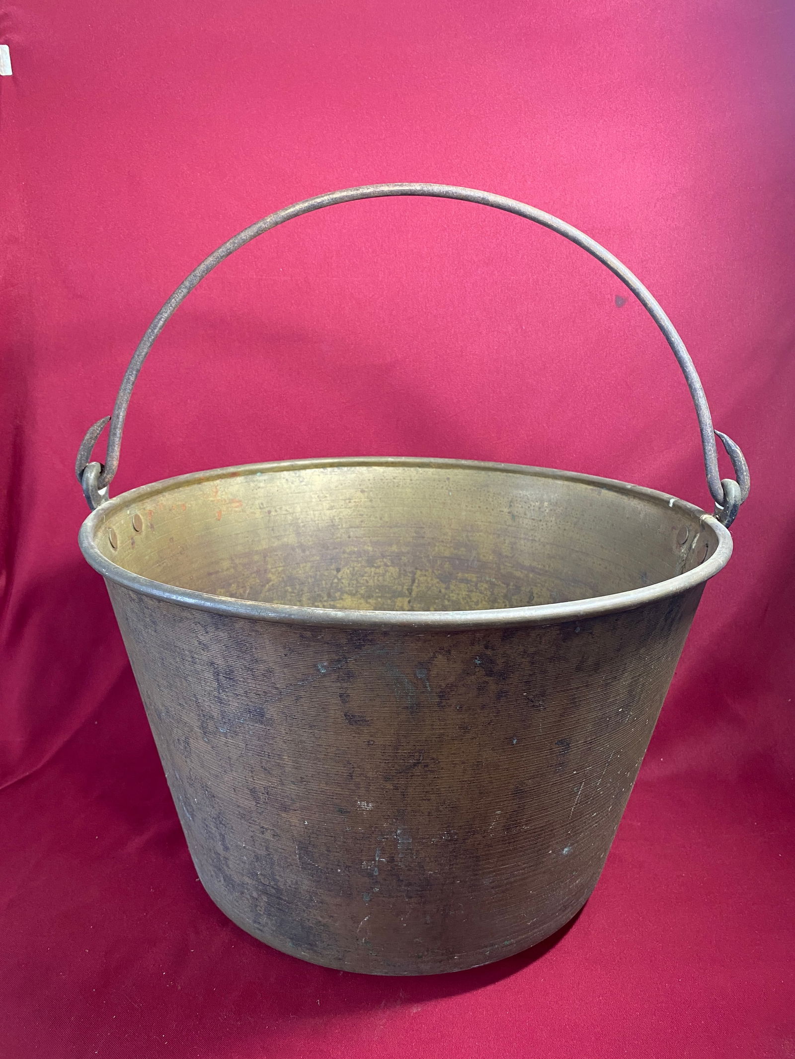 Large Older Brass Fire Bucket with Bail Handle (1 of 8)