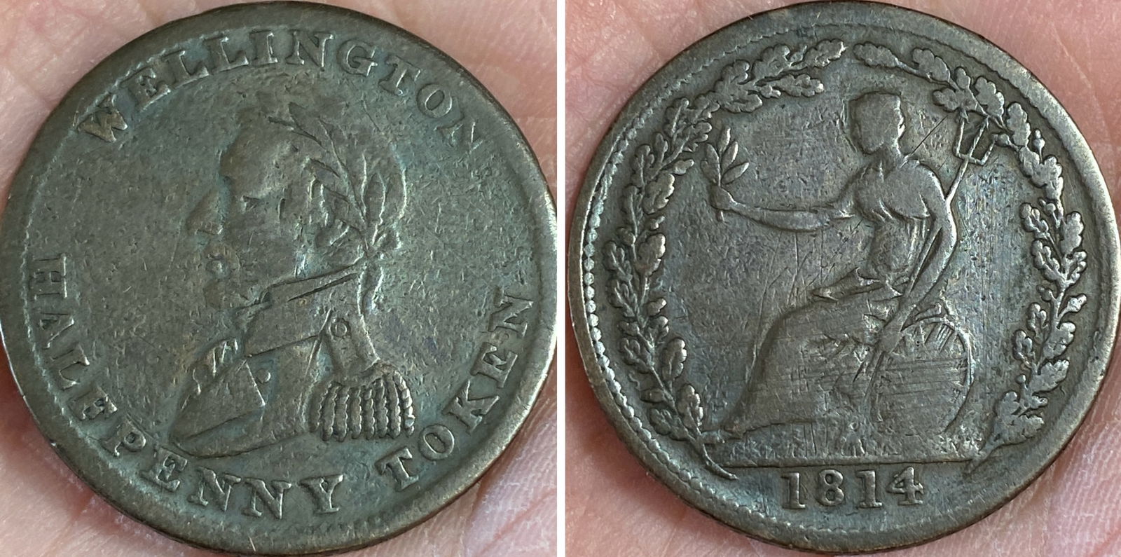 1814 Wellington Half Penny Token: 1814 Wellington Half Penny Token