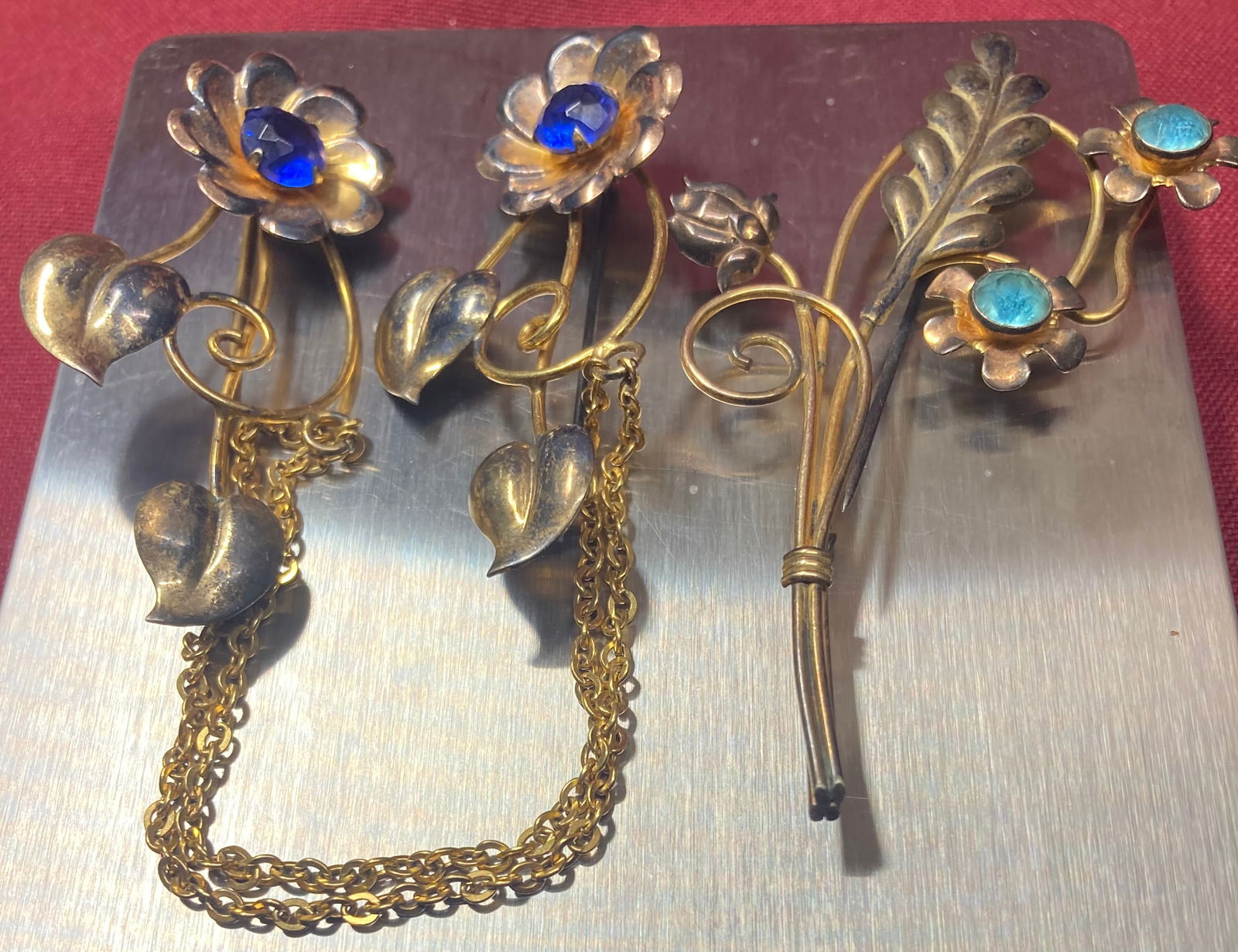 Sweater Clip/Holder & Van Bell Brooch - Marked 1/20 12K Gold on Sterling: Sweater Clip/Holder & Van Bell Brooch - Marked 1/20 12K Gold on Sterling