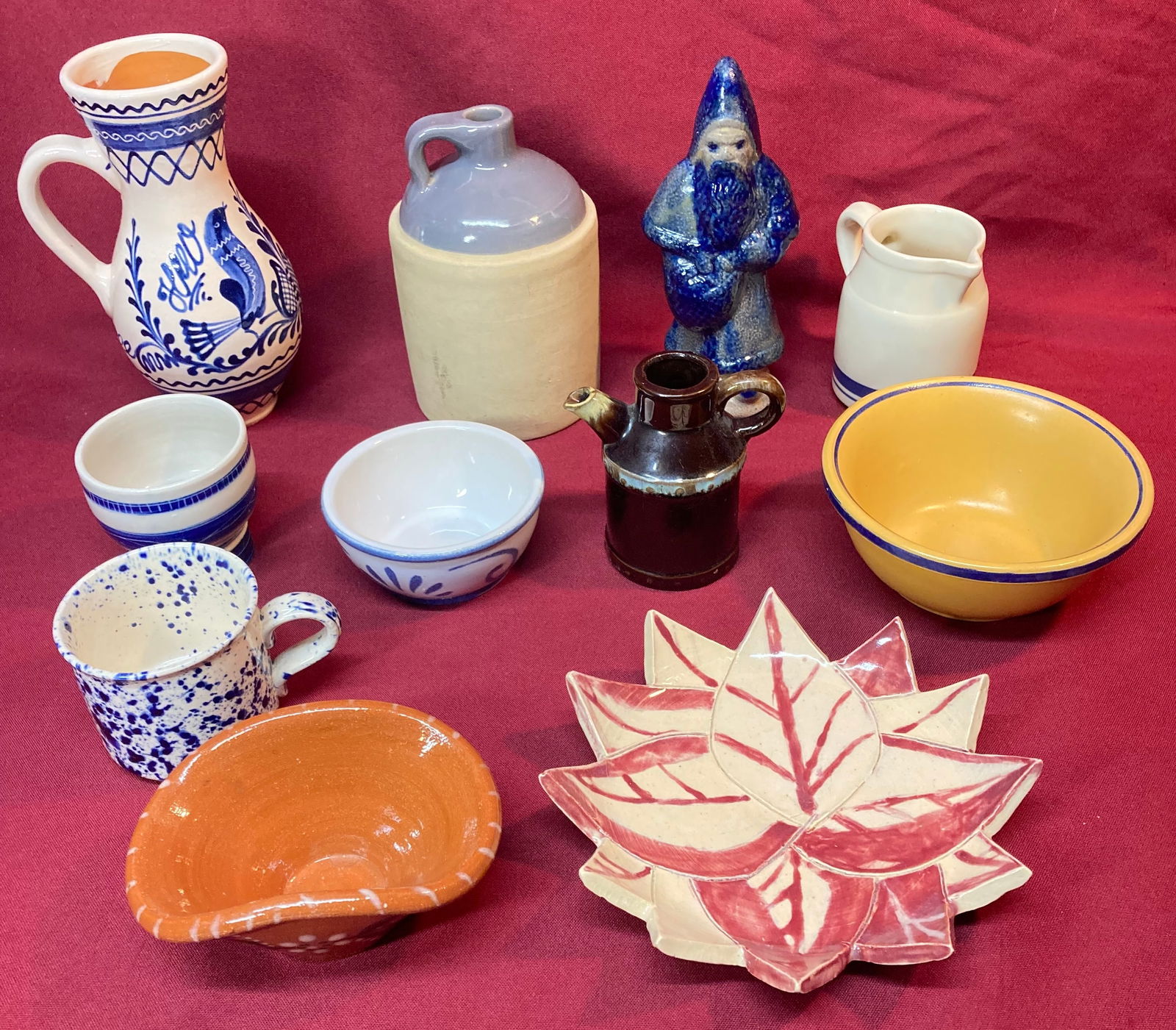 Eleven Pieces of Mixed Pottery Stoneware Artisan Signed - Absolutely No Shipping: Eleven Pieces of Mixed Pottery Stoneware Artisan Signed - Absolutely No Shipping