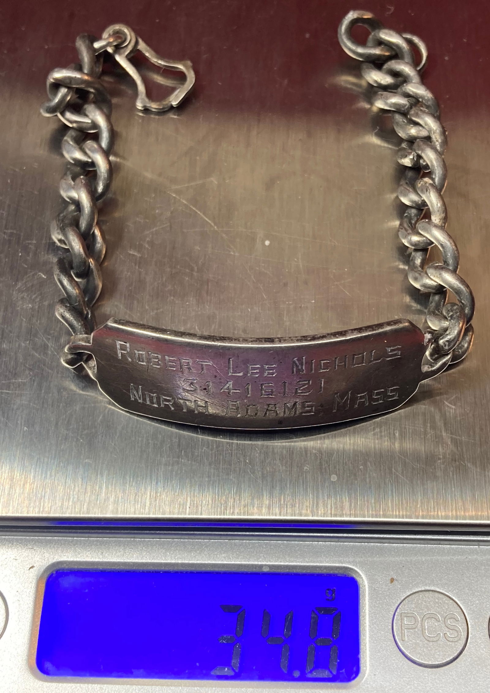 Sterling Silver ID Bracelet - 34.8 Weighing: Sterling Silver ID Bracelet - 34.8 Weighing