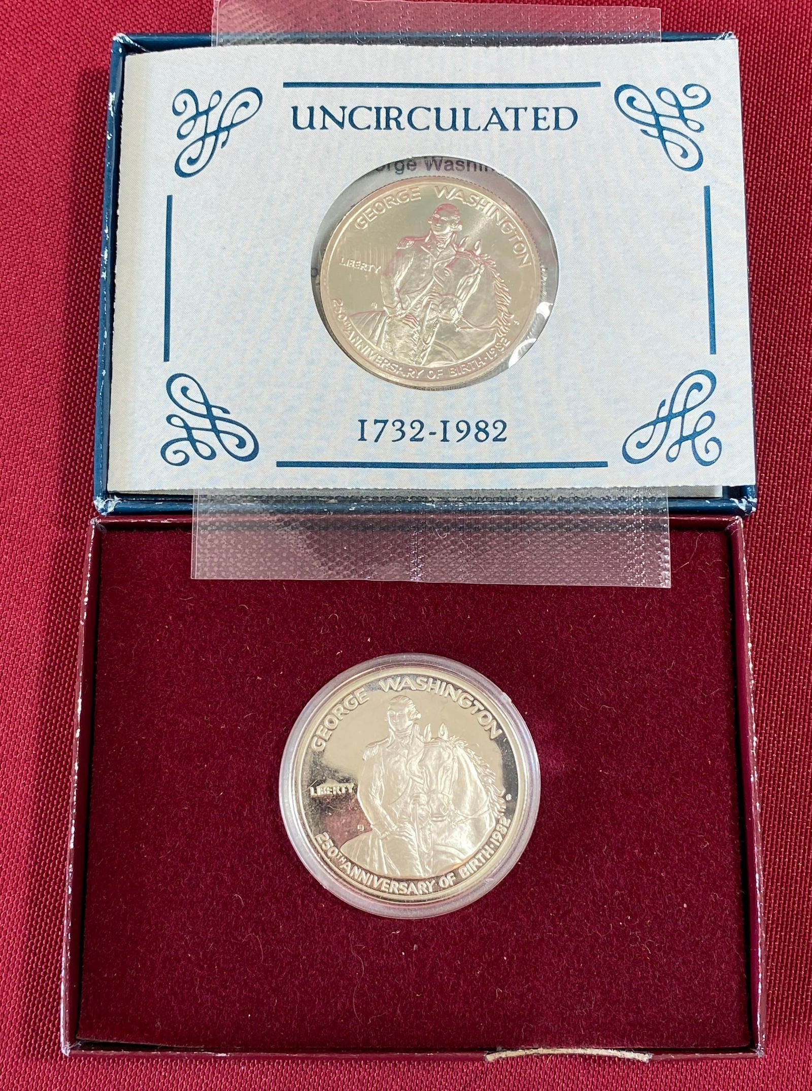 Two 1982 George Washington Commemorative Uncirculated Half Dollars - (1) D Mint & (1) S Mint (1 of 7)