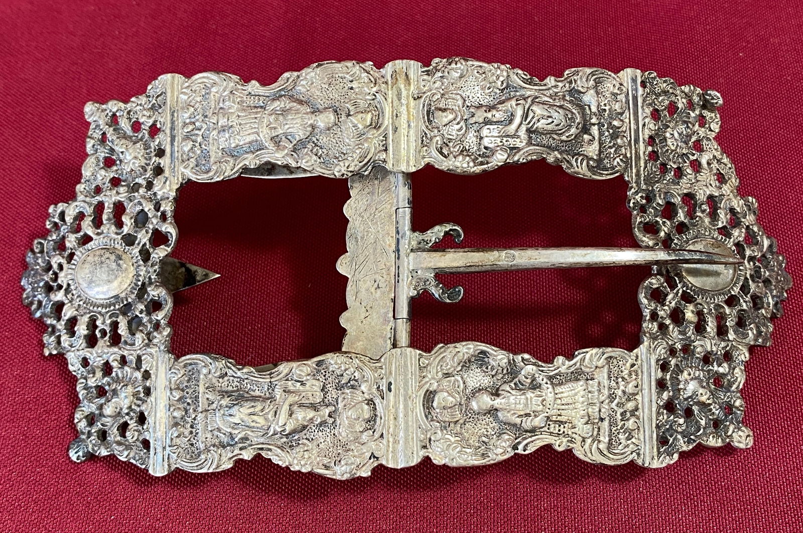 Judaica Antique Hallmarked Silver Belt Buckle for Yom Kippur - 114 Grams: Judaica Antique Hallmarked Silver Belt Buckle for Yom Kippur - 114 Grams