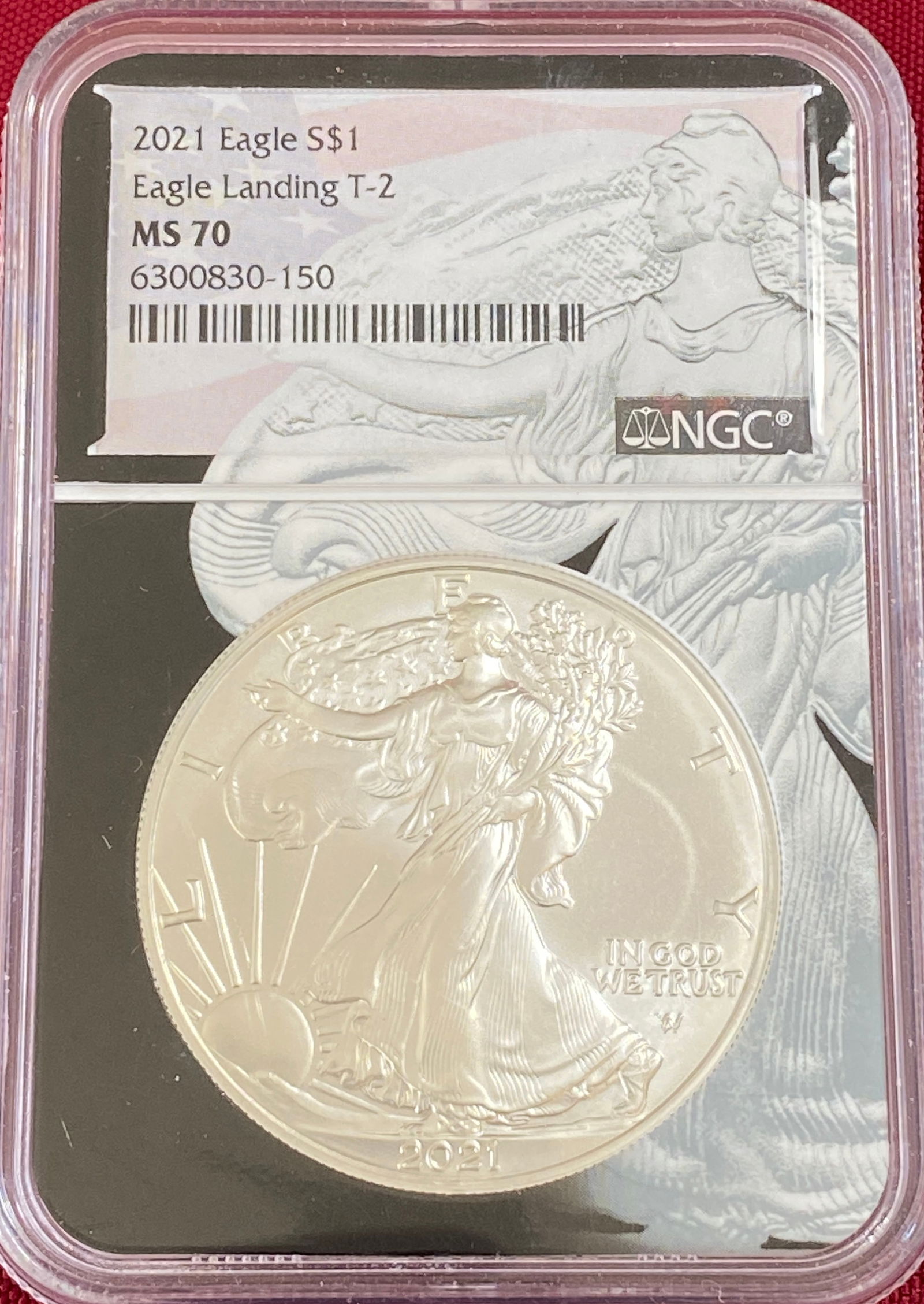 Graded 2021-W One Ounce .999 Fine Silver Eagle - Type 2 - MS70 by NGC: Graded 2021-W One Ounce .999 Fine Silver Eagle - Type 2 - MS70 by NGC