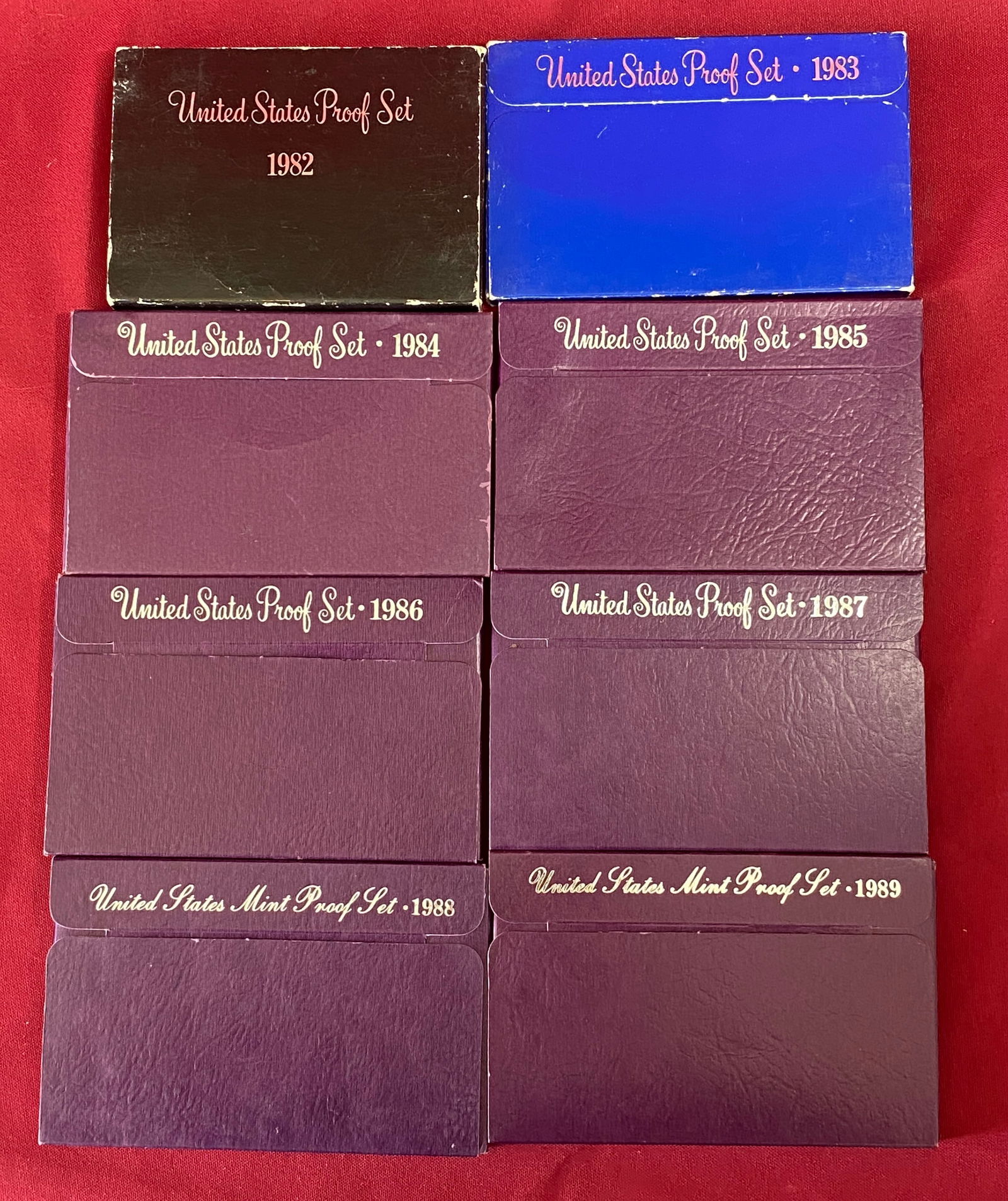 Eight U.S. Mint Proof Sets - 1982-1989: Eight U.S. Mint Proof Sets - 1982-1989