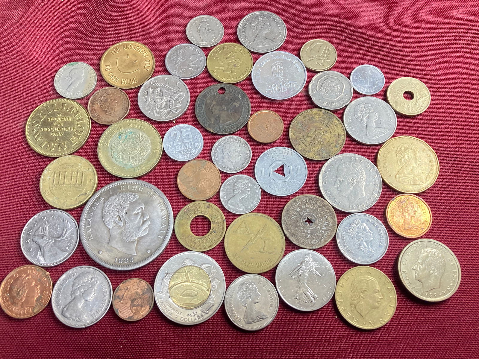 Assortment of Foreign Coins & Tokens - Some Possibly Silver (1 of 4)