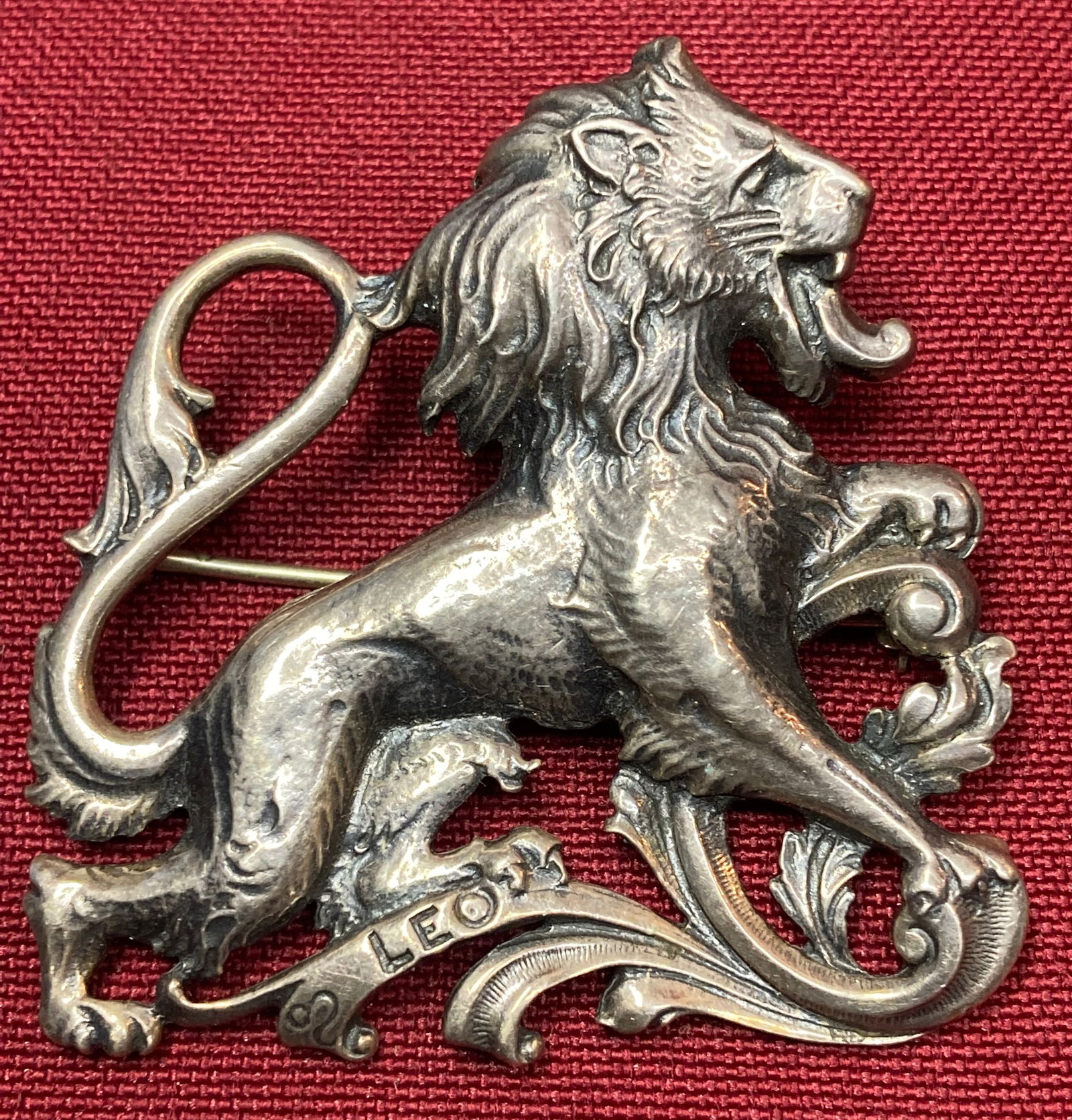Sterling Silver Guglielmo Cini Leo Zodiac Brooch Circa 1940s - 18.4 Grams: Sterling Silver Guglielmo Cini Leo Zodiac Brooch Circa 1940s - 18.4 Grams