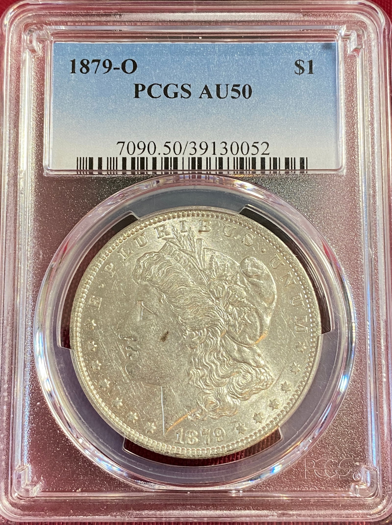Graded 1879-O Morgan Silver Dollar - AU50 by PCGS: Graded 1879-O Morgan Silver Dollar - AU50 by PCGS
