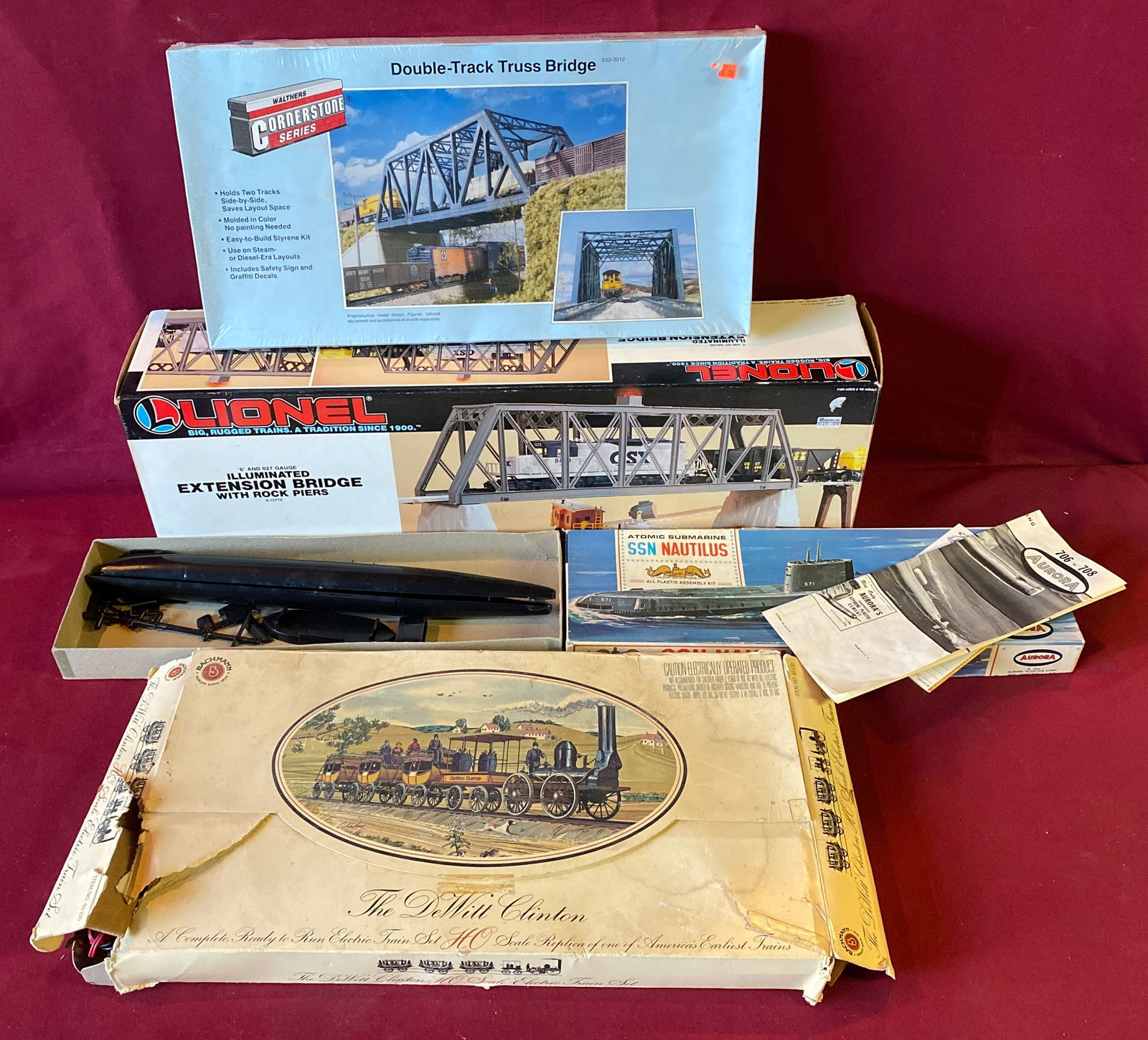 Four Older Models/Train Track Sets - One Factory Sealed - The DeWitt Clinton Train Set, SSN Nautilus (1 of 8)