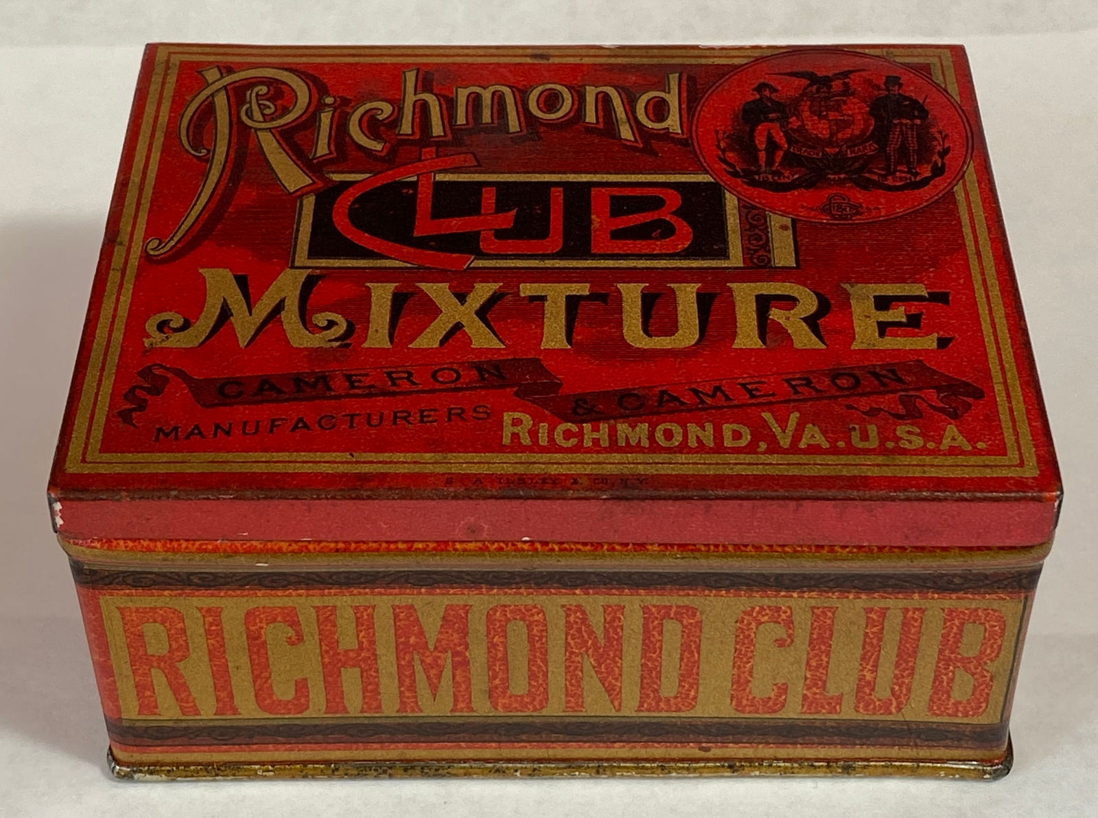 Richmond Club Mixture Tobacco Advertising Tin: Richmond Club Mixture Tobacco Advertising Tin