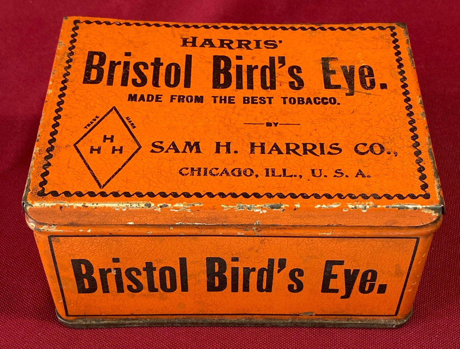 Harris Bristol Bird's Eye Tobacco Advertising Tin: Harris Bristol Bird's Eye Tobacco Advertising Tin