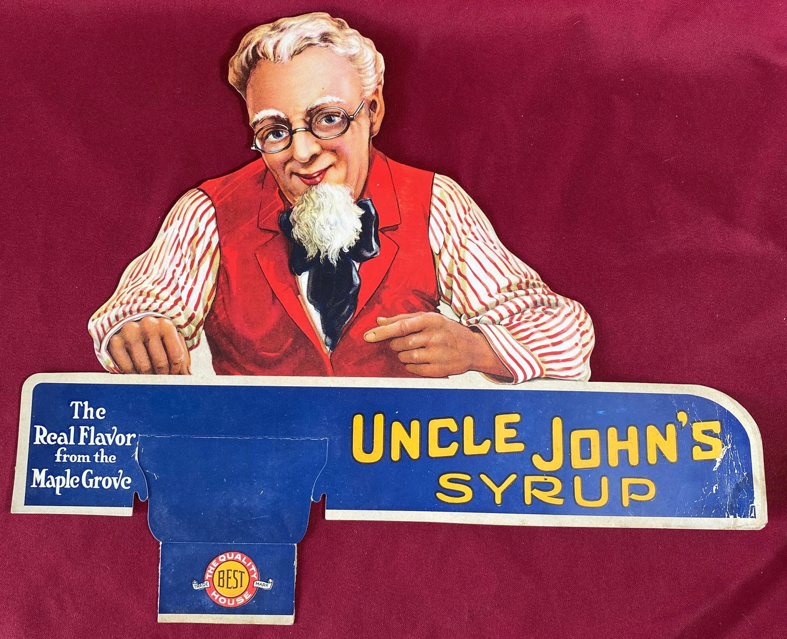 Uncle John's Syrup Die Cut Advertisement: Uncle John's Syrup Die Cut Advertisement
