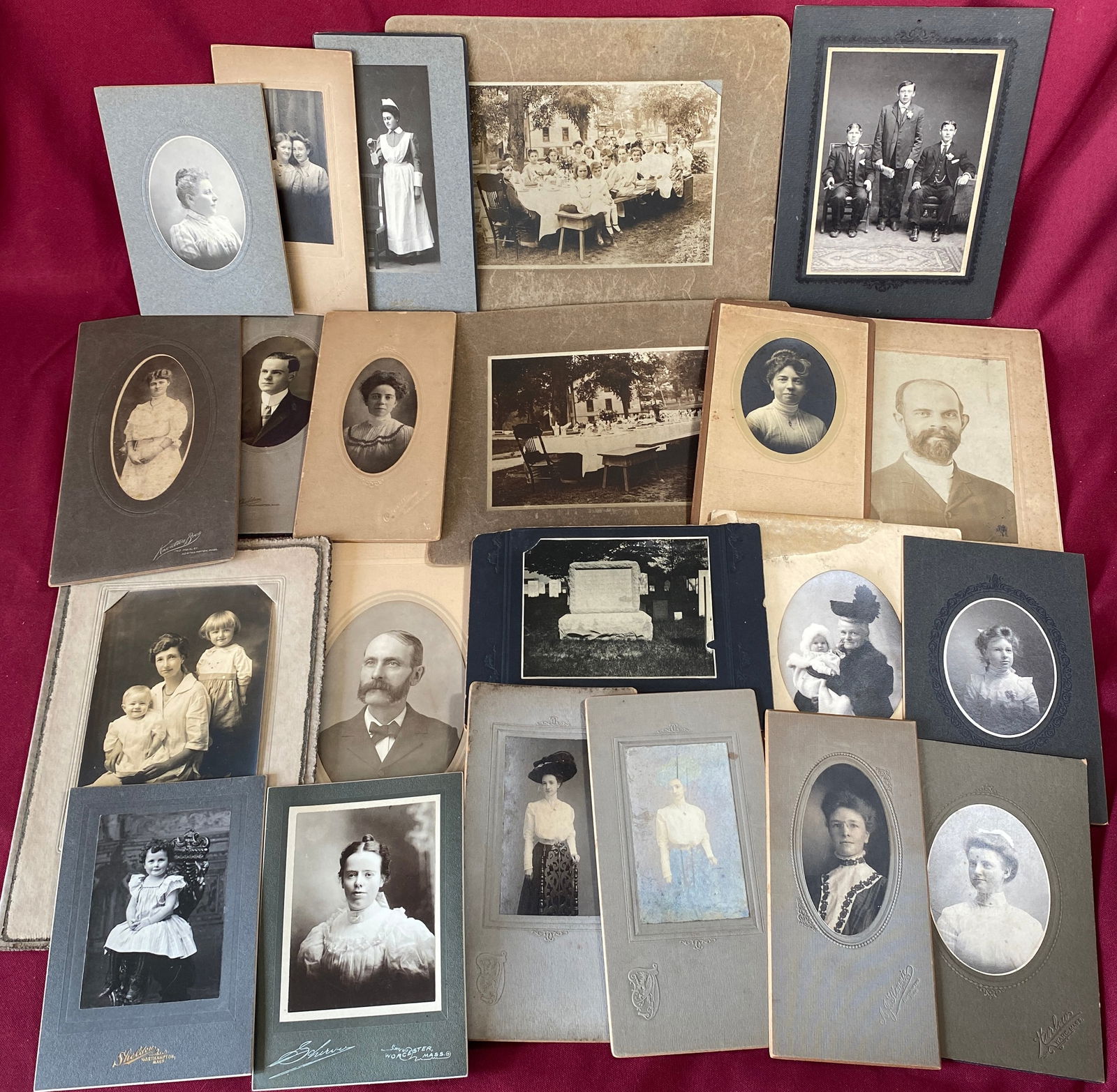 Lot of Older Cabinet Card and Other Photographs - Portraits, Gravestone, Children, Nurse, Etc. (1 of 6)