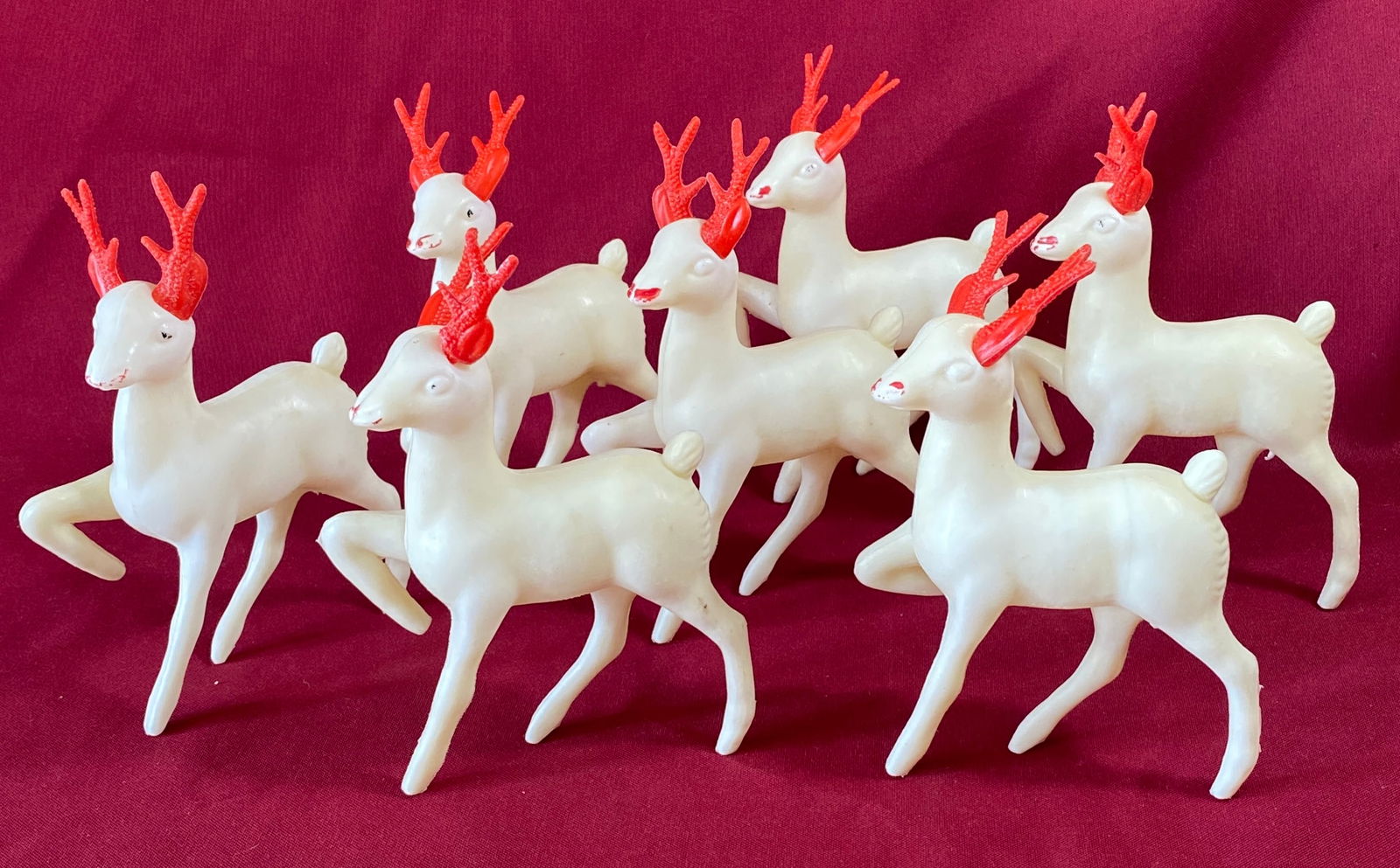 Seven Vintage Blow Mold Reindeer - Made in Hong Kong: Seven Vintage Blow Mold Reindeer - Made in Hong Kong