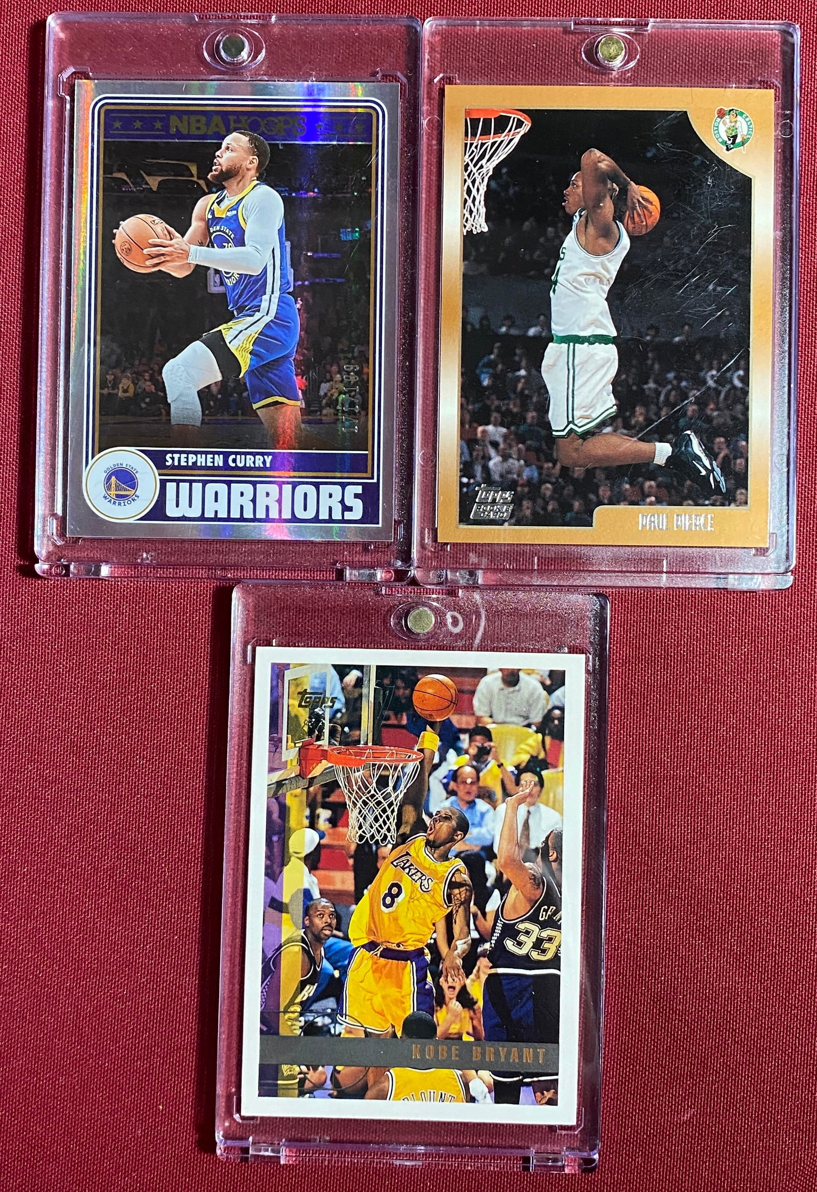 Three Collectible Basketball Cards - 1997 TOPPS #171 Kobe Bryant, 1999 TOPPS #135 Paul Pierce, 2023 (1 of 3)