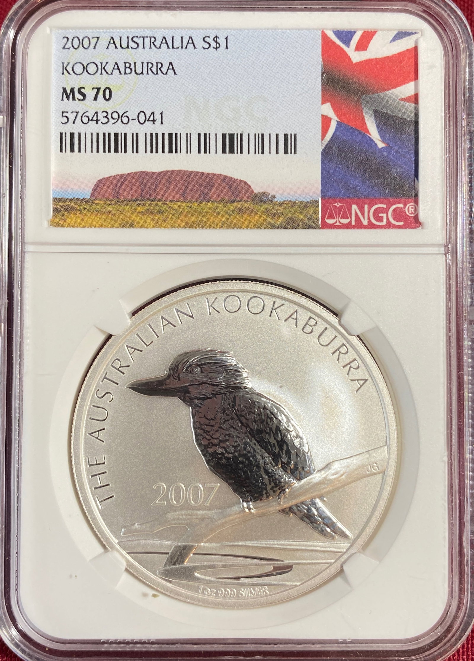 Graded 2007 Australia One Ounce .999 Fine Silver Dollar - Kookaburra - MS70 by NGC: Graded 2007 Australia One Ounce .999 Fine Silver Dollar - Kookaburra - MS70 by NGC