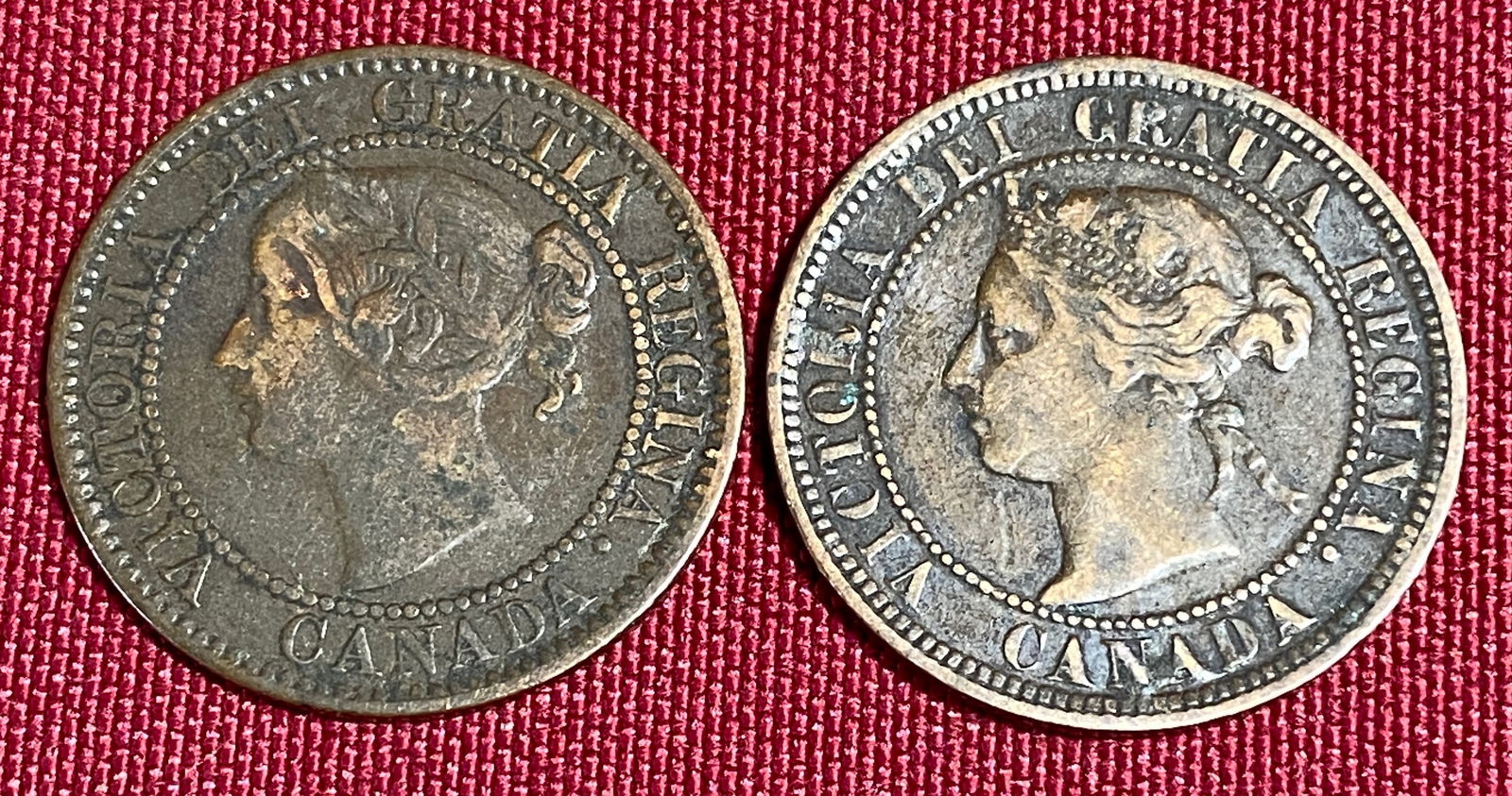 Two Canadian Copper One Cent Coins ? 1859 & 1886 (1 of 5)